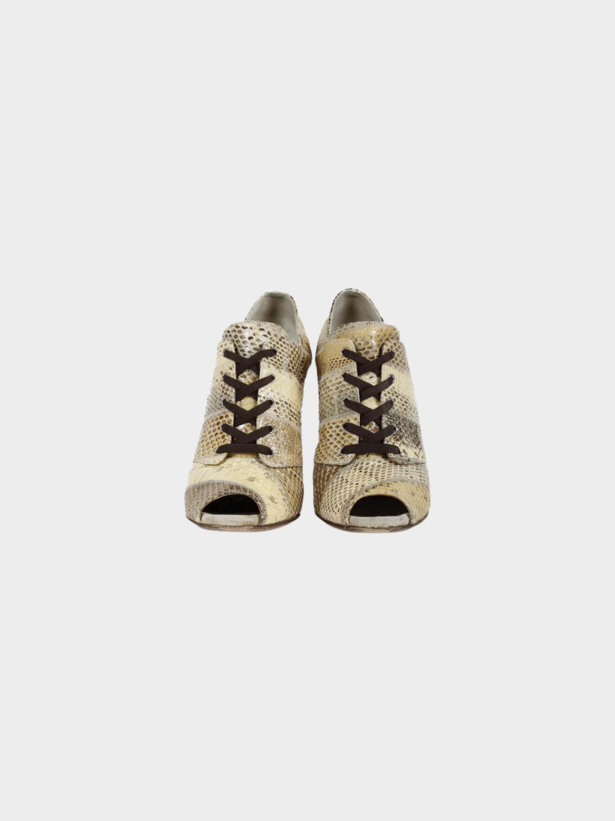 Dolce and Gabbana 2000s Alligator Peep-Toe Lace-Ups
