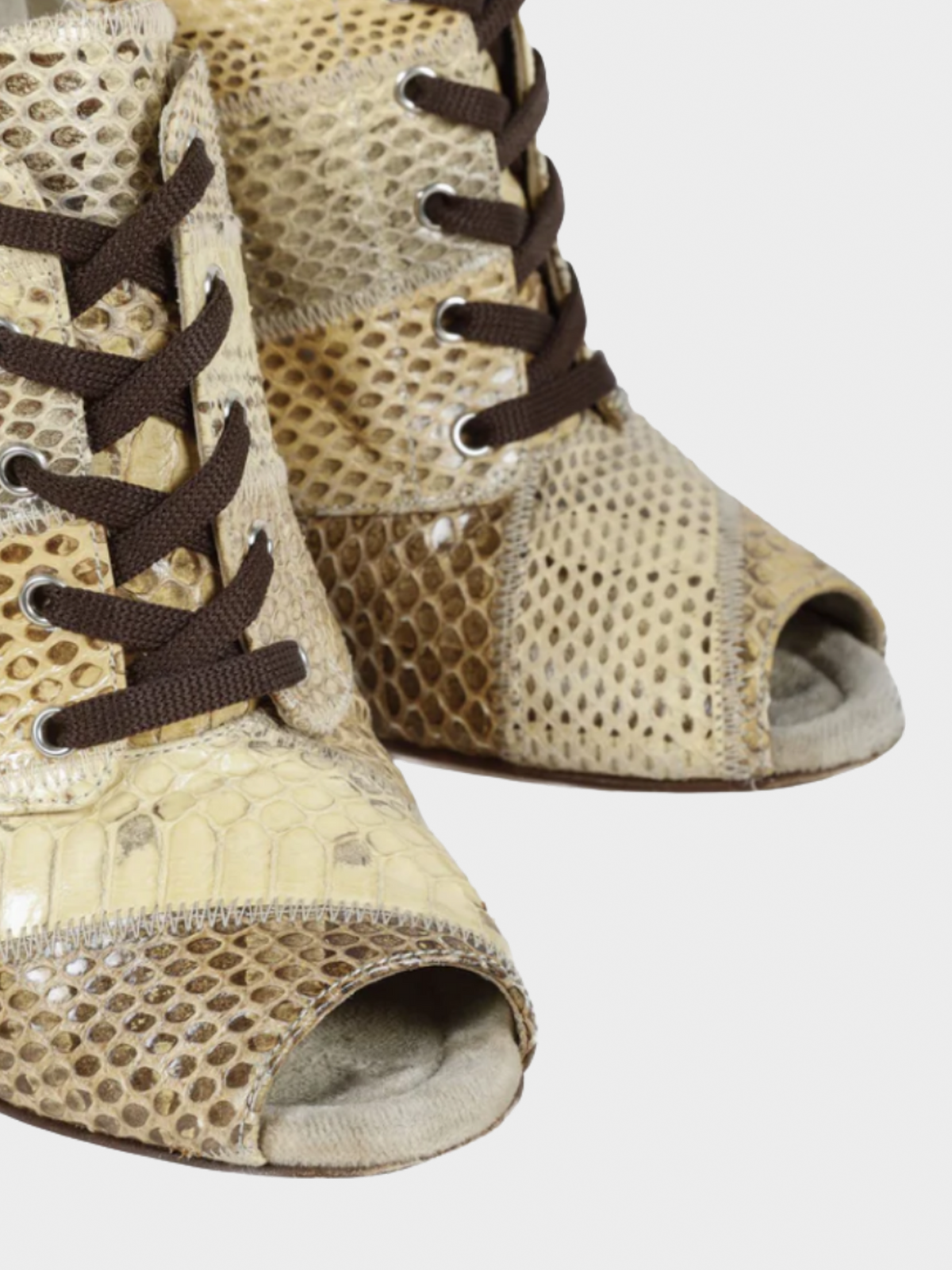 Dolce and Gabbana 2000s Alligator Peep-Toe Lace-Ups