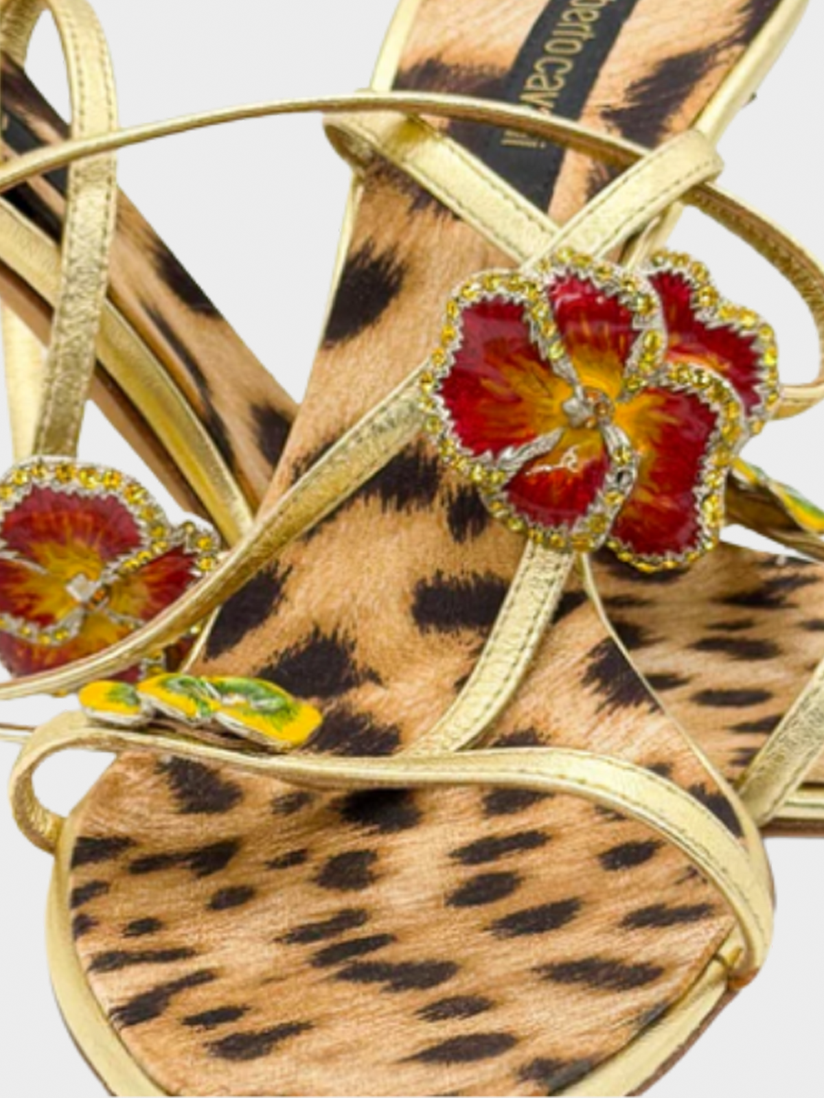 Roberto Cavalli 2000s Gold Flower Pumps