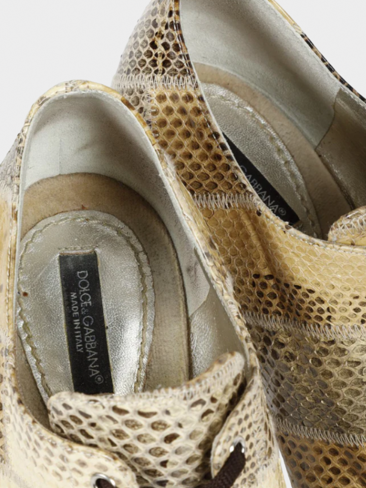 Dolce and Gabbana 2000s Alligator Peep-Toe Lace-Ups