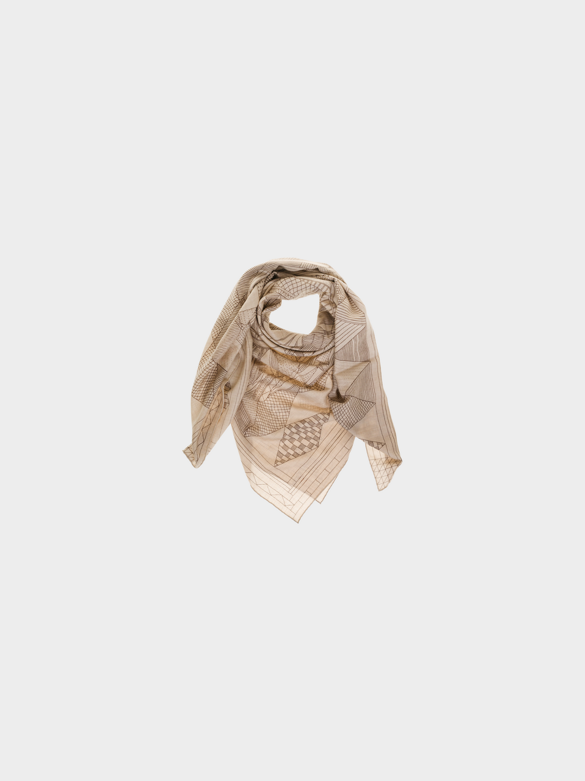 Hermes 2000s Beige “Patchwork Horse” Cashmere Scarf