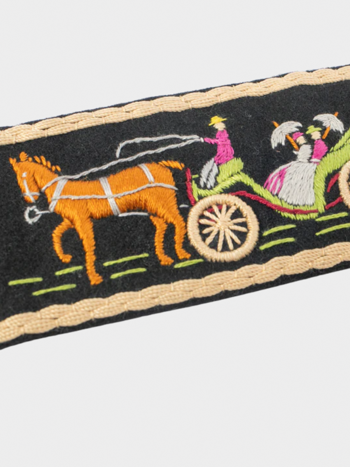 Hermes 1940s Black Wool Printed Belt