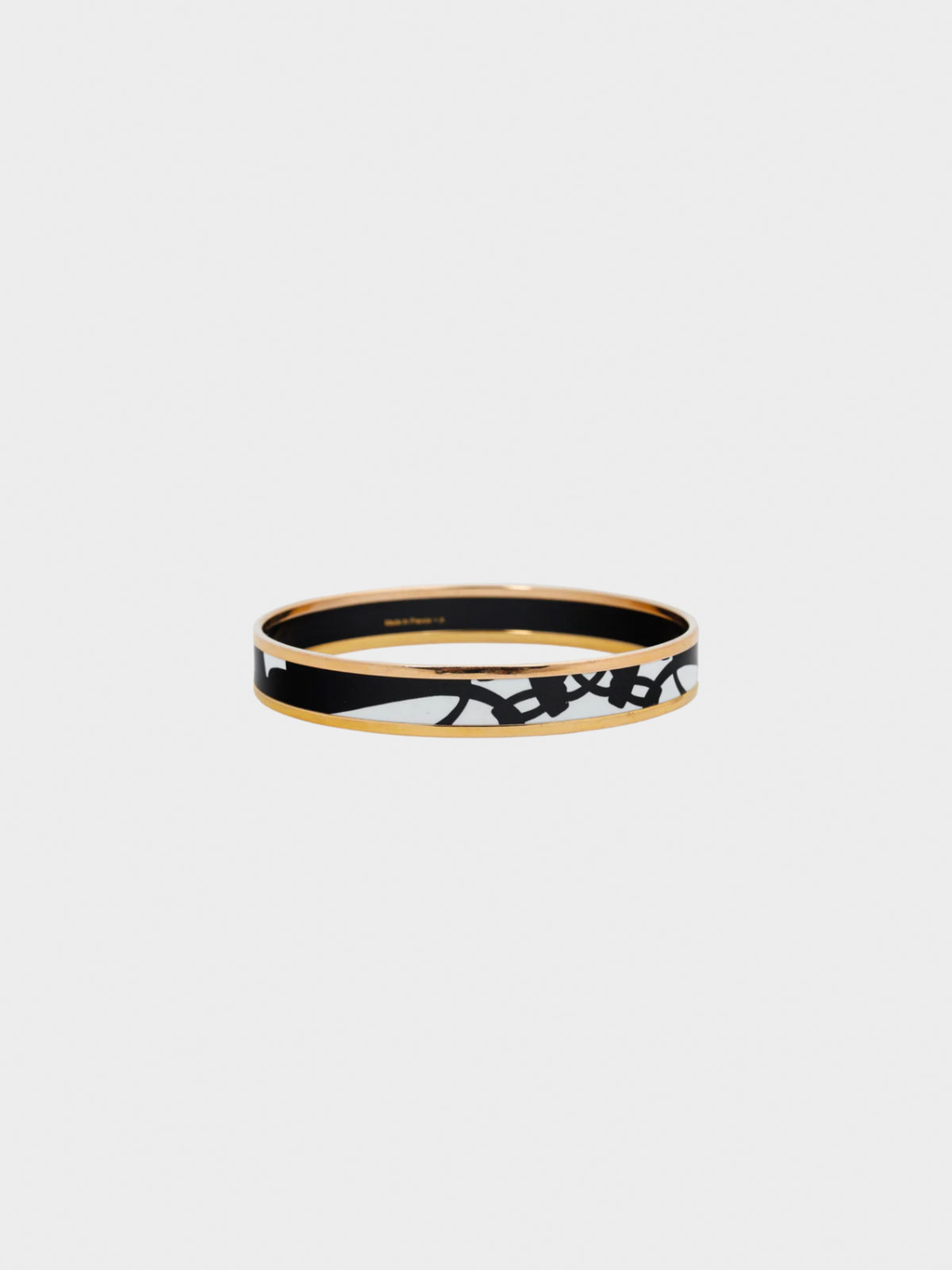 Hermès 2010s Brides de Gala White & Black Enamel Tattoo Bangle