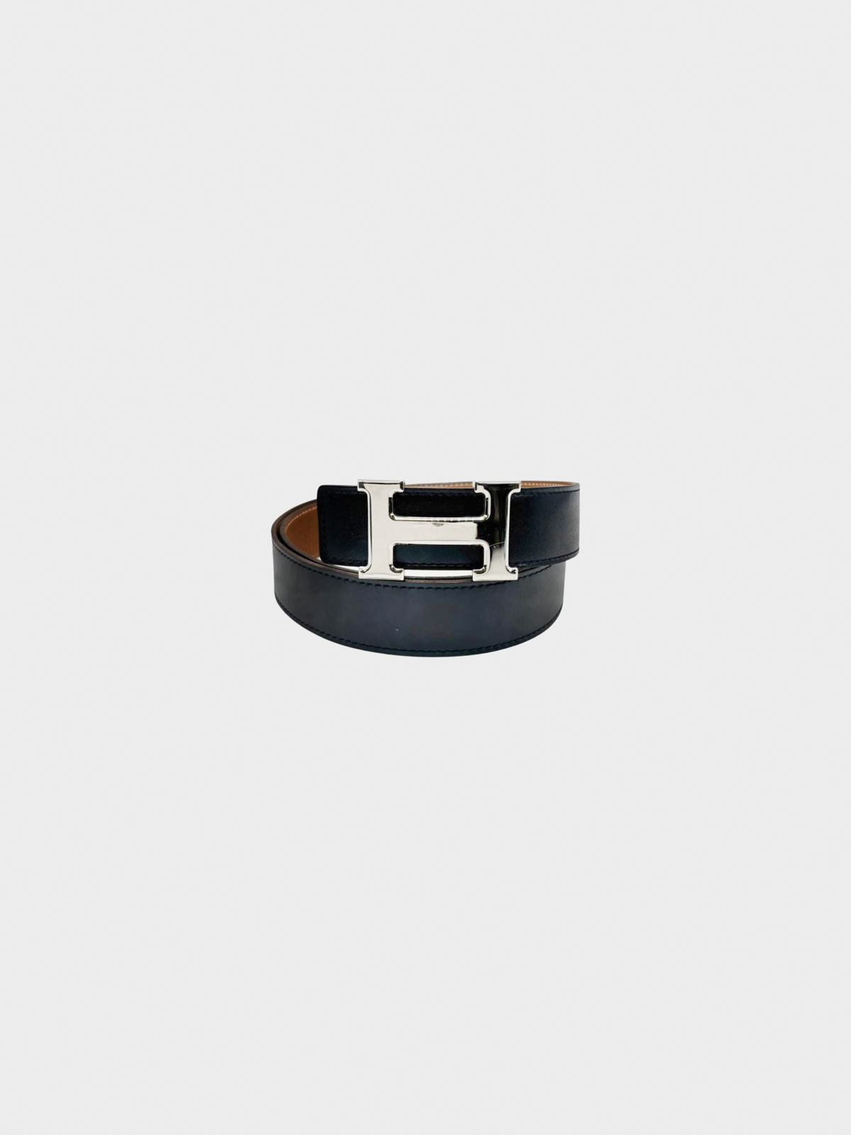 Hermes 2006 Black Leather H Logo Belt