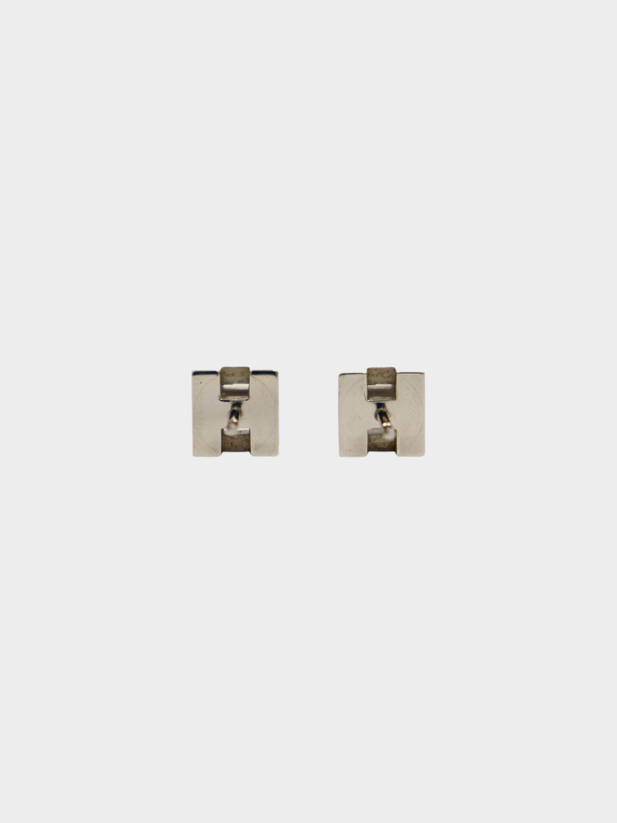 Hermès 2020s Silver-Plated H-Cube Stud Earrings