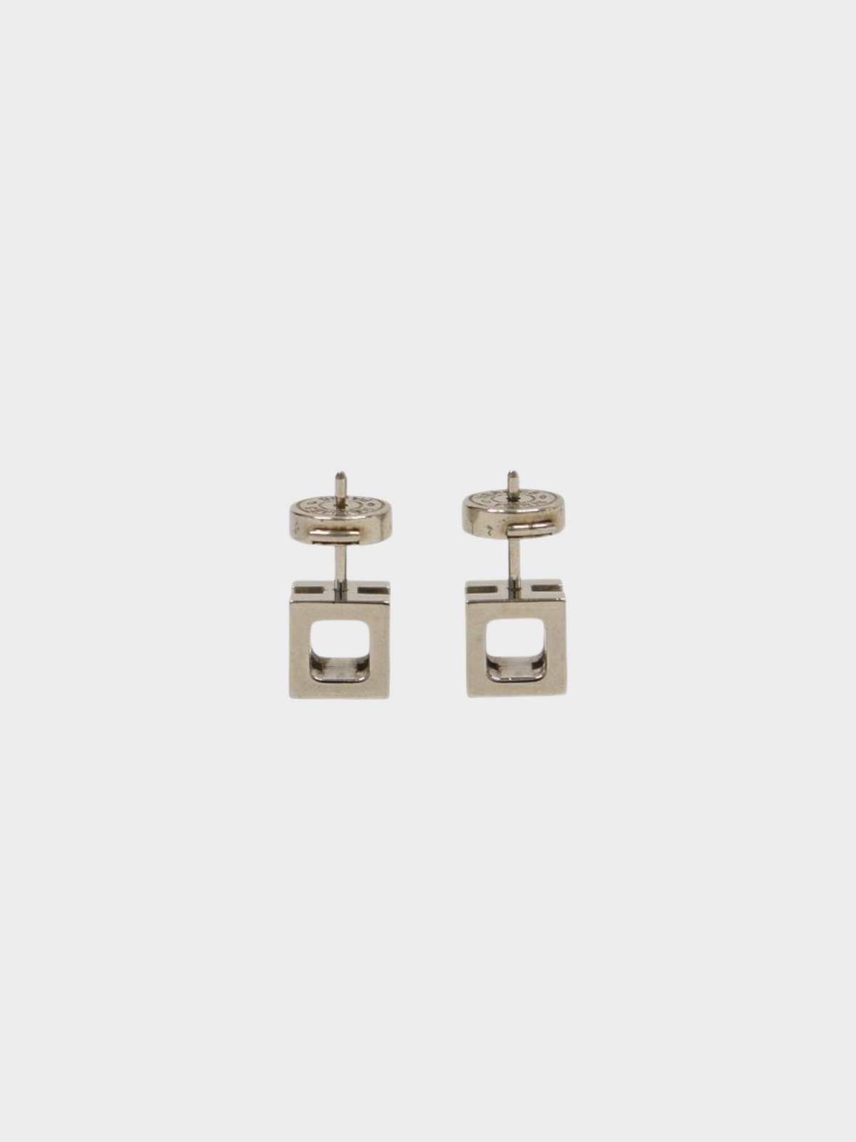 Hermès 2020s Silver-Plated H-Cube Stud Earrings