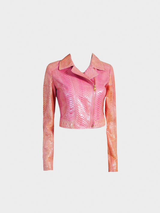 Versace 1990s Pink Exotic Python Leather