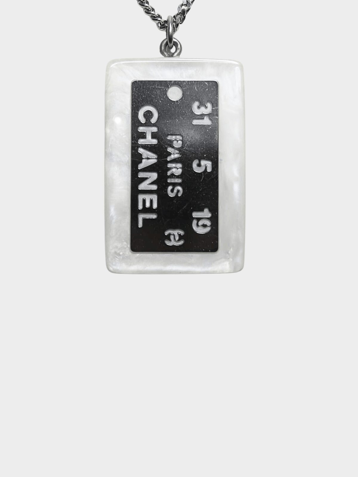Chanel FW 1999 Resin Tag Pendant Necklace