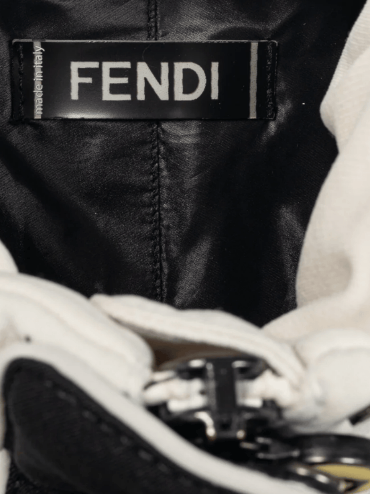 Fendi 2000s White and Black Colourblock Hidden-Hood Zip Jacket