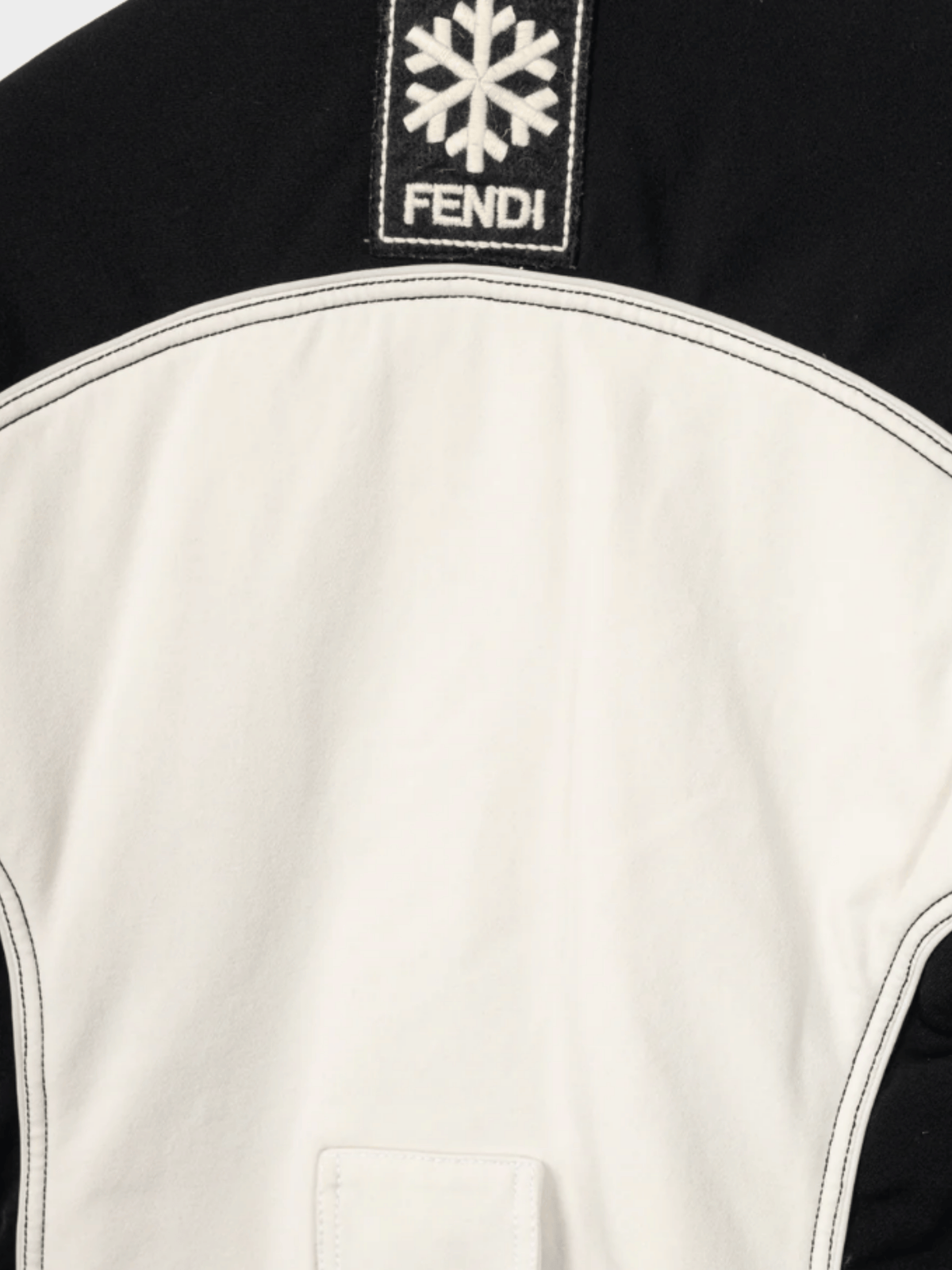 Fendi 2000s White and Black Colourblock Hidden-Hood Zip Jacket