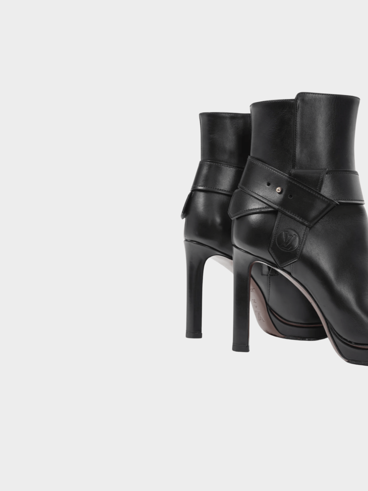 Louis Vuitton 2015 Black Leather Belted Booties