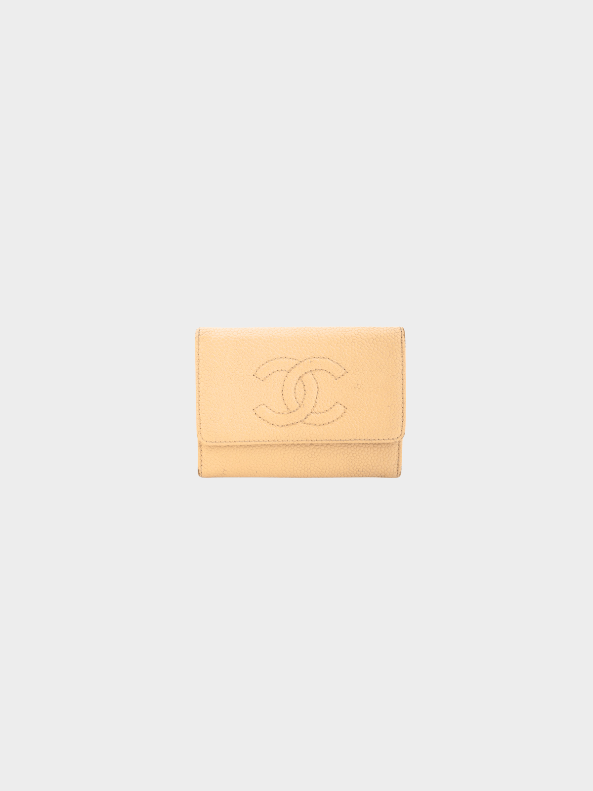 Chanel 2000s Tan Caviar Leather CC Card Holder