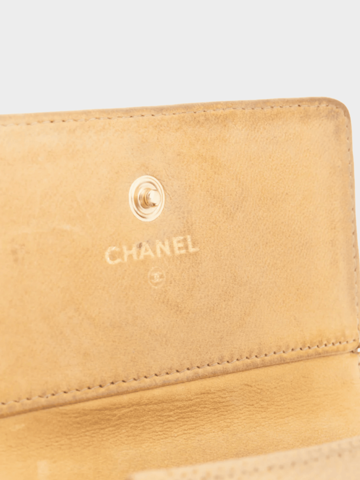 Chanel 2000s Tan Caviar Leather CC Card Holder