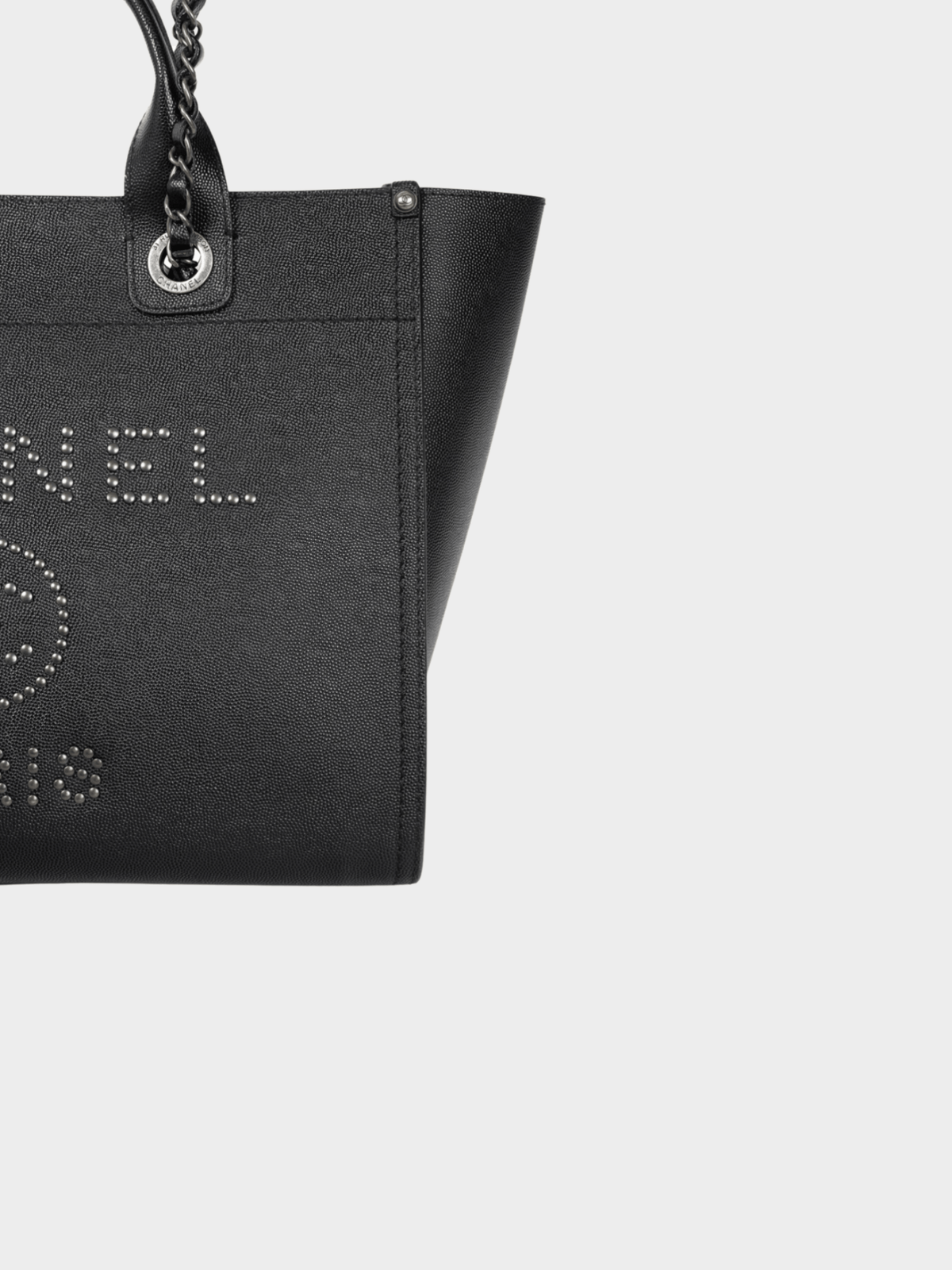 Chanel 2000s Small Deauville Black Caviar Studded Tote