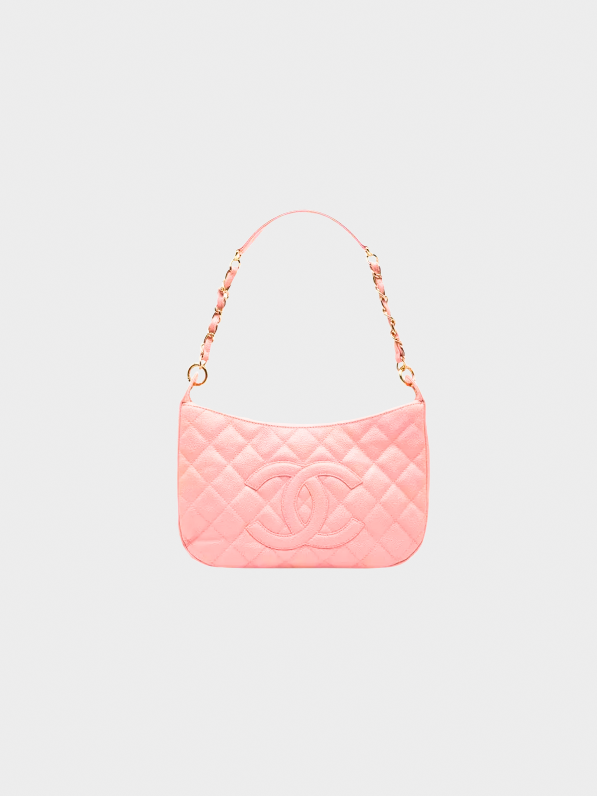 Chanel 2000s Pink Quilted Caviar Leather Timeless Shoulder Bag
