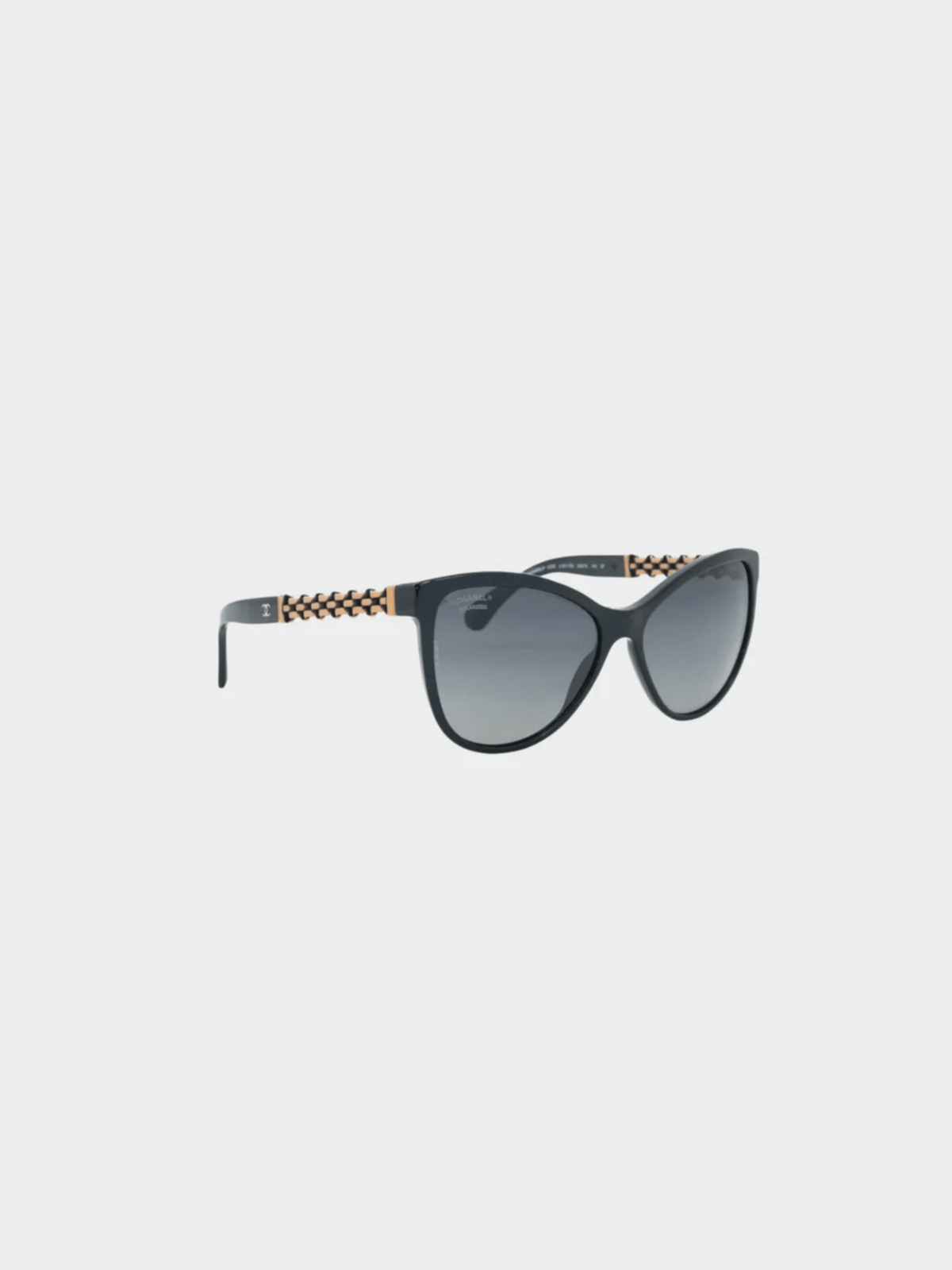 Chanel 2010s Black Chain-Temple Butterfly Sunglasses
