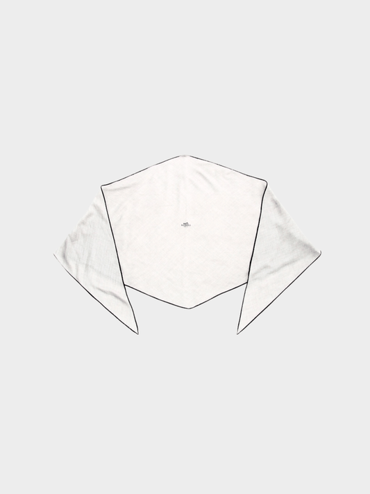 Hermes 2010s Diamond Cashmere Silk Beige Scarf