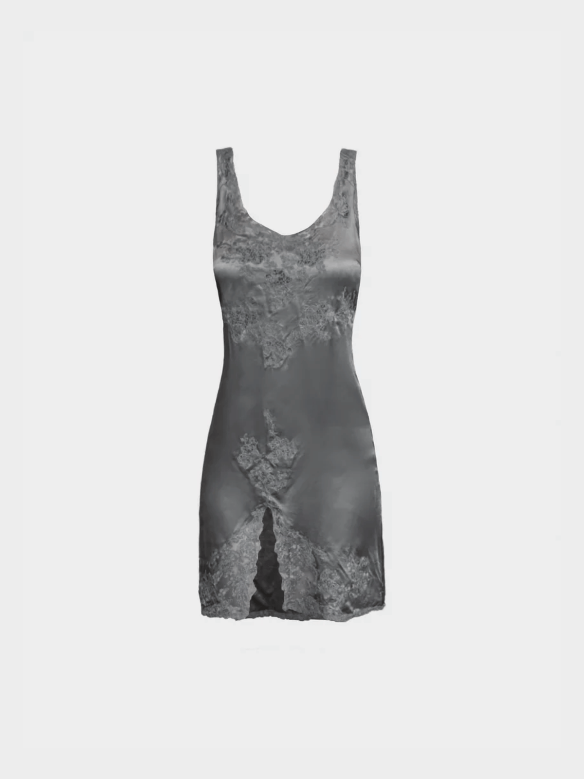 Valentino 2000s Grey Silver Silk Mini Dress