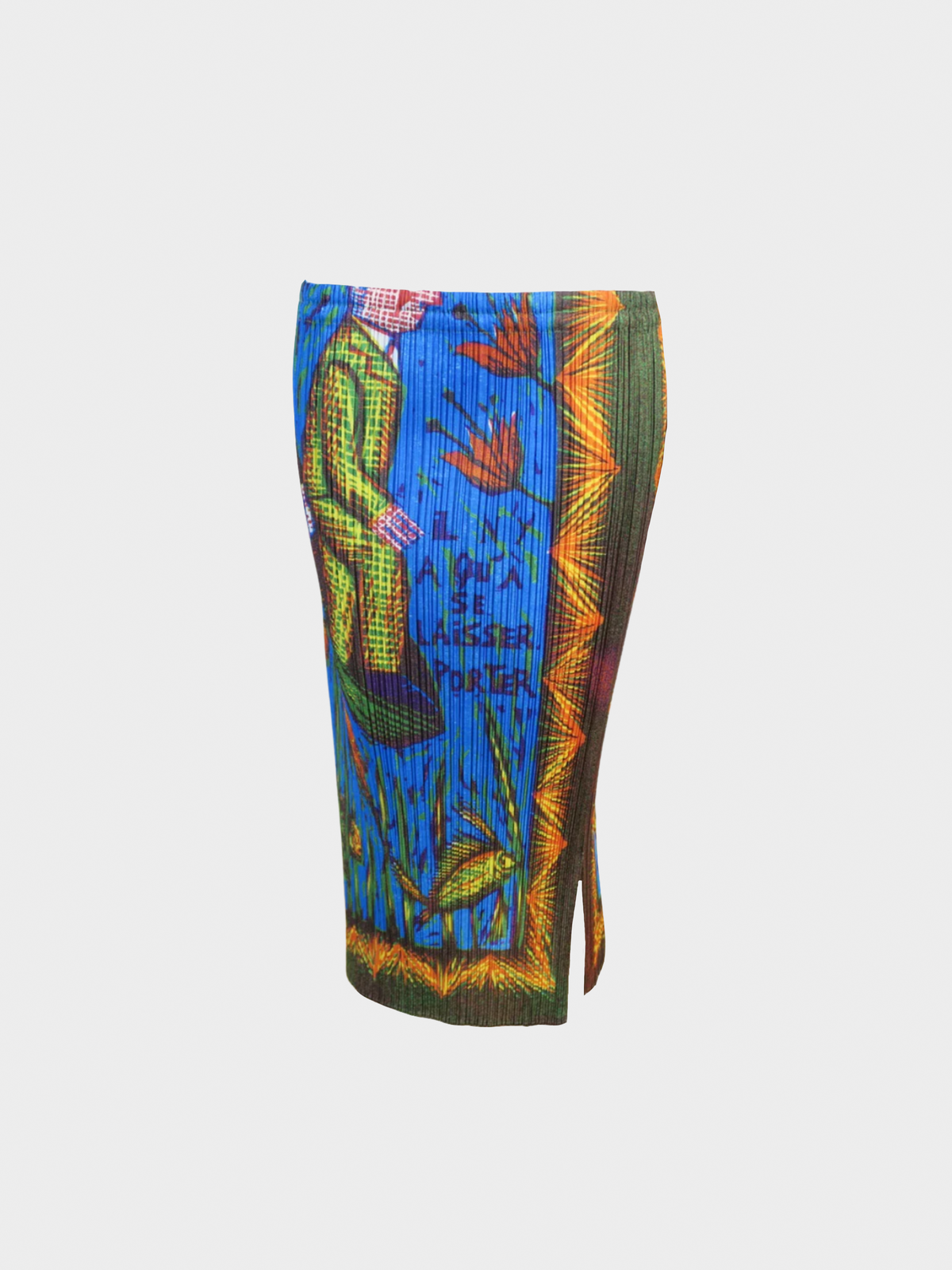 Issey Miyake 2001 Graphic Printed Midi Skirt