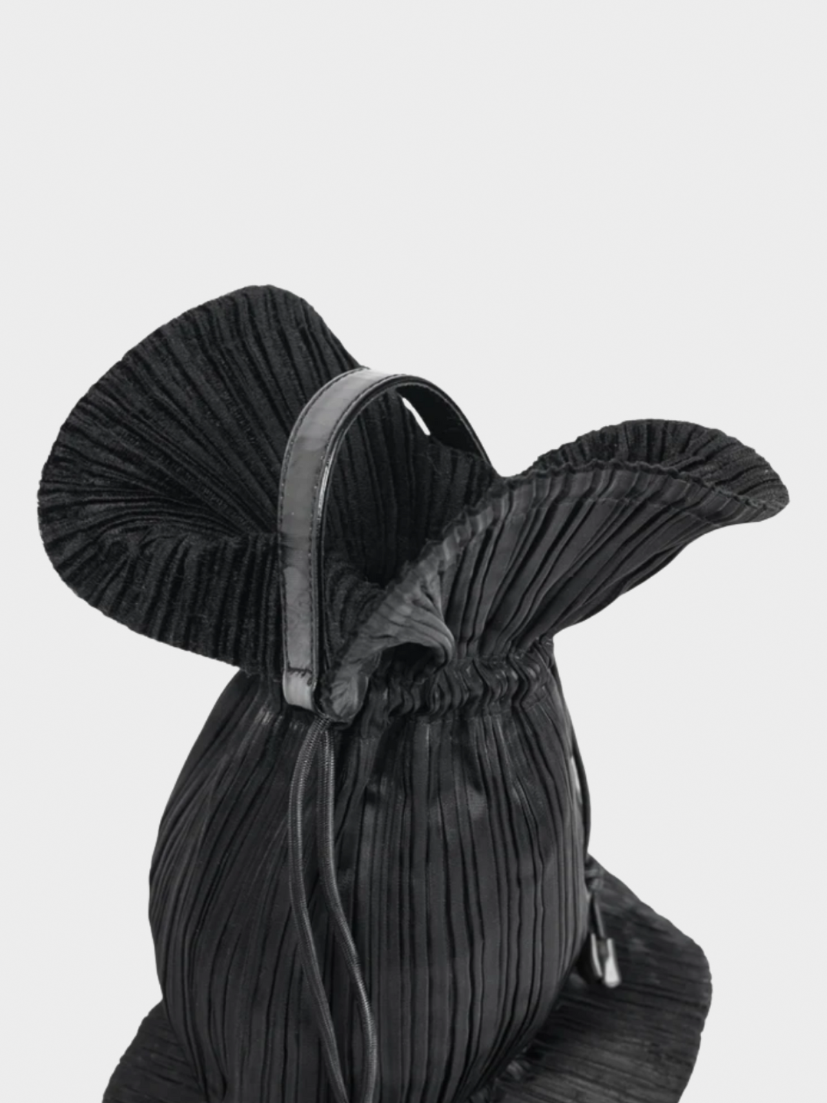 Issey Miyake 2000s Black Pleated Satin Evening Bag