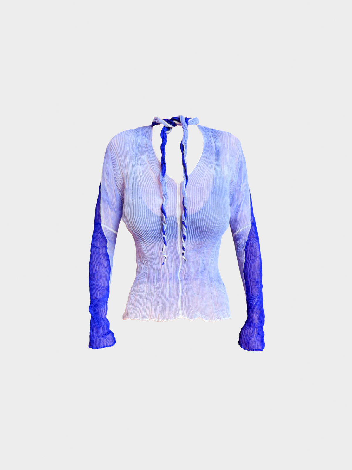 Issey Miyake Fete 2000s Purple Tie Up Long Sleeve Top