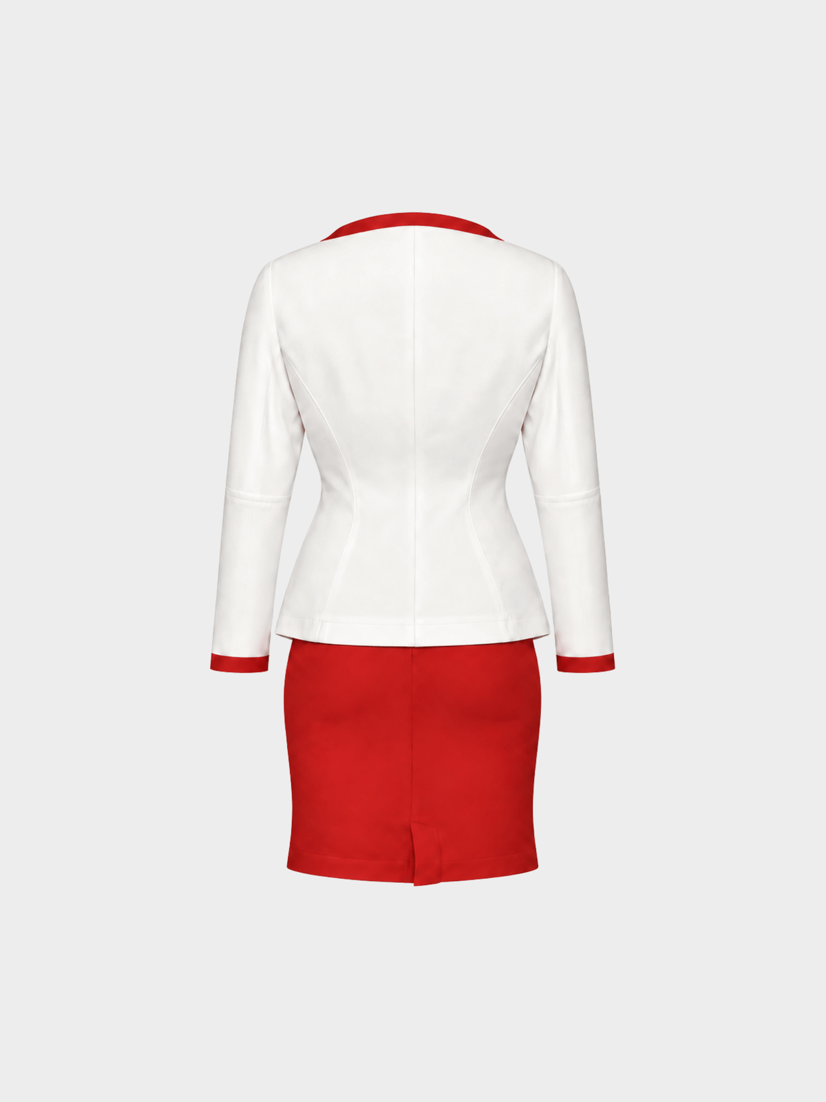 Thierry Mugler 1990s Ivory and Red Skirt Suit