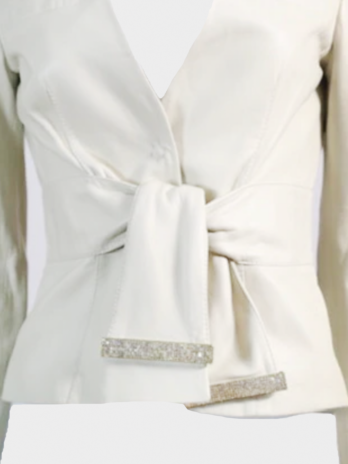 Valentino 2000s Beige Leather Tie Up Jacket