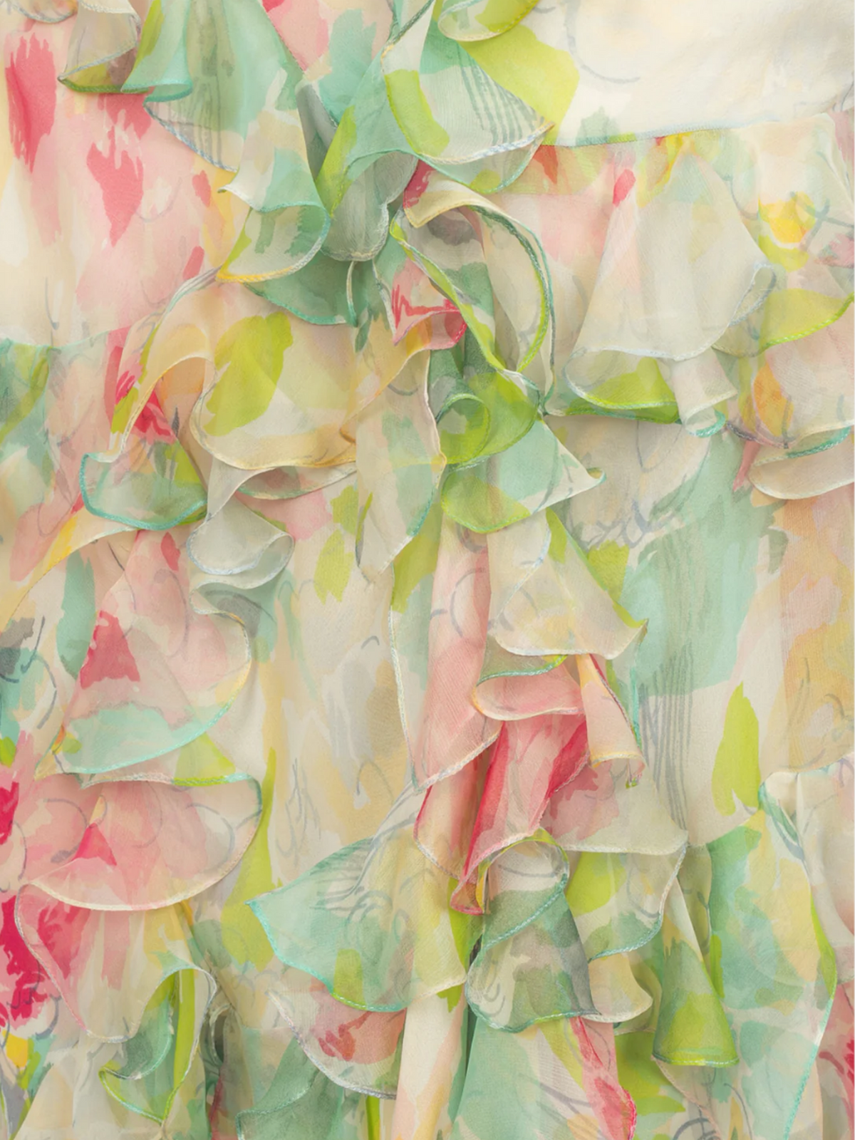 John Galliano 2000s Pastel Floral Silk Midi Skirt