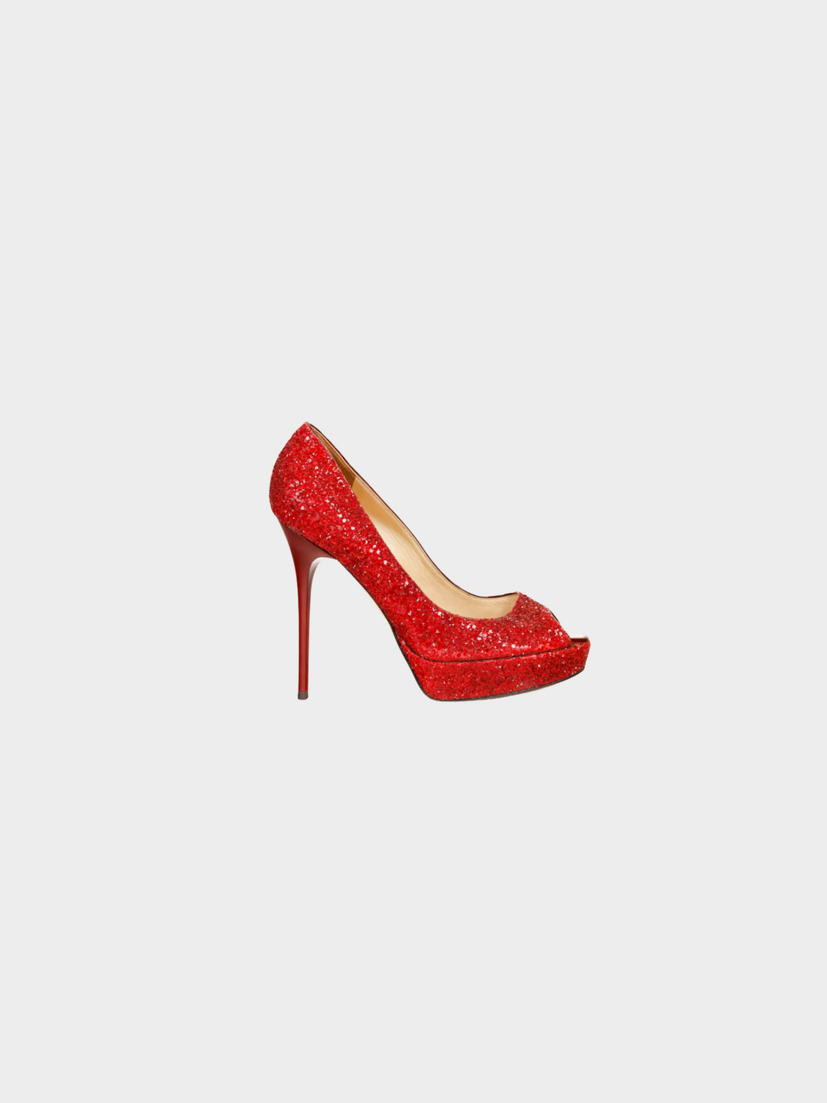 Jimmy Choo 2012 Crown Red Coarse Glitter Platform Pumps