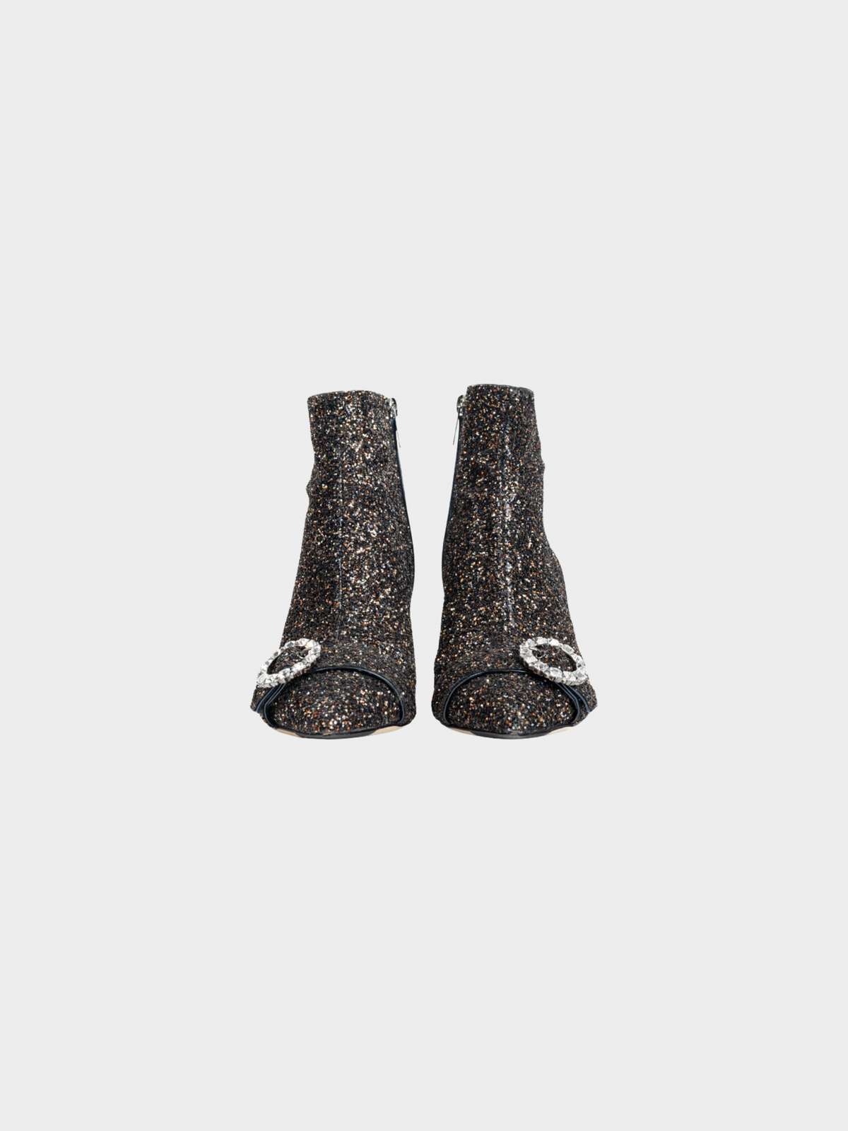 Jimmy Choo 2000s Hanover 65 Amethyst Mix Twinkle Glitter Buckled Booties