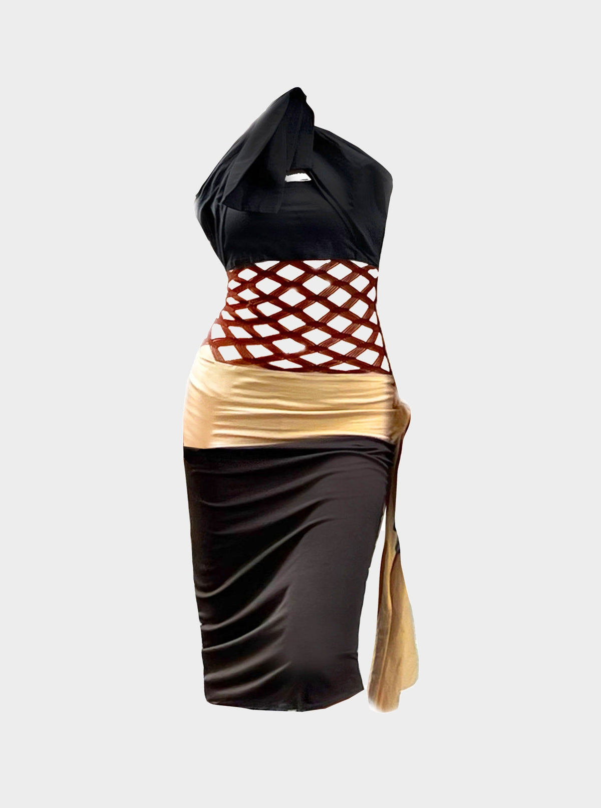 Jean Paul Gaultier 2000s Rare Mesh Tri-Color Dress