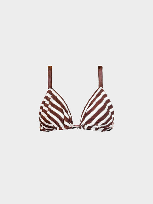 Jean Paul Gaultier 2000s Brown and White Stripe Triangle Bralette Top