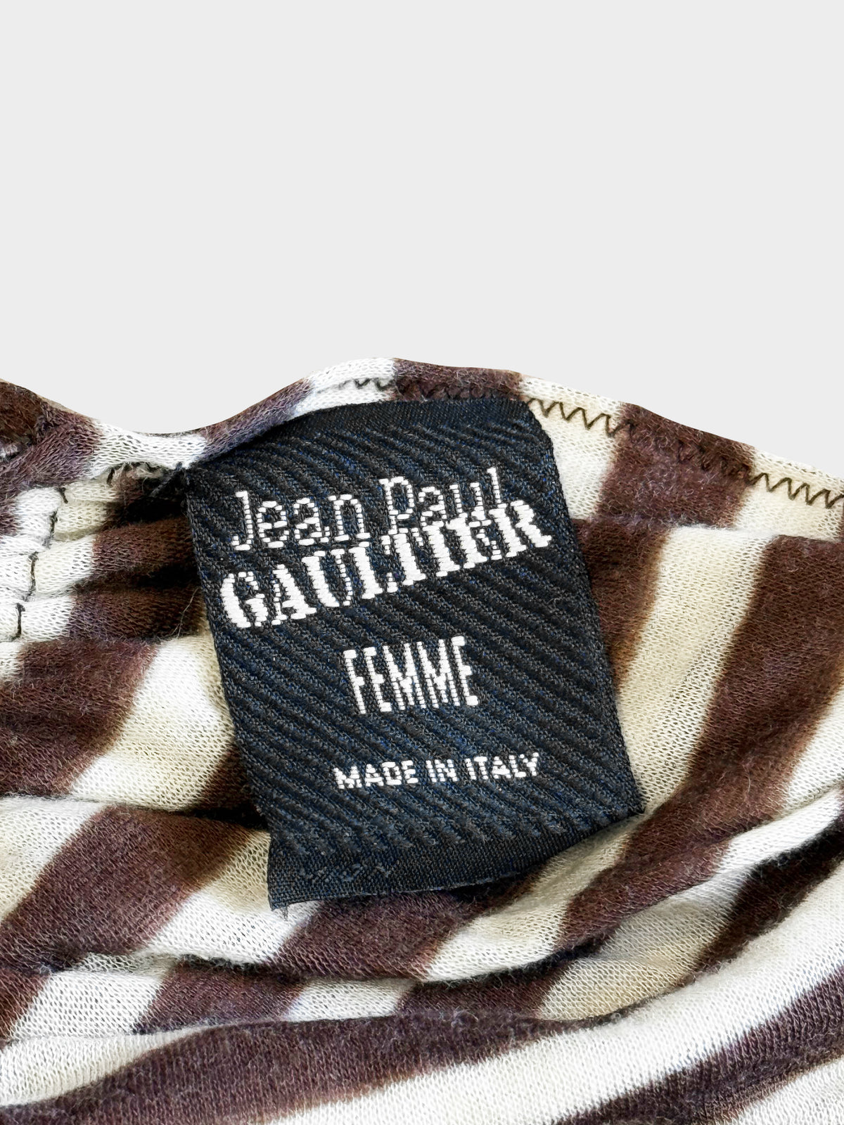 Jean Paul Gaultier 2000s Brown and White Stripe Triangle Bralette Top