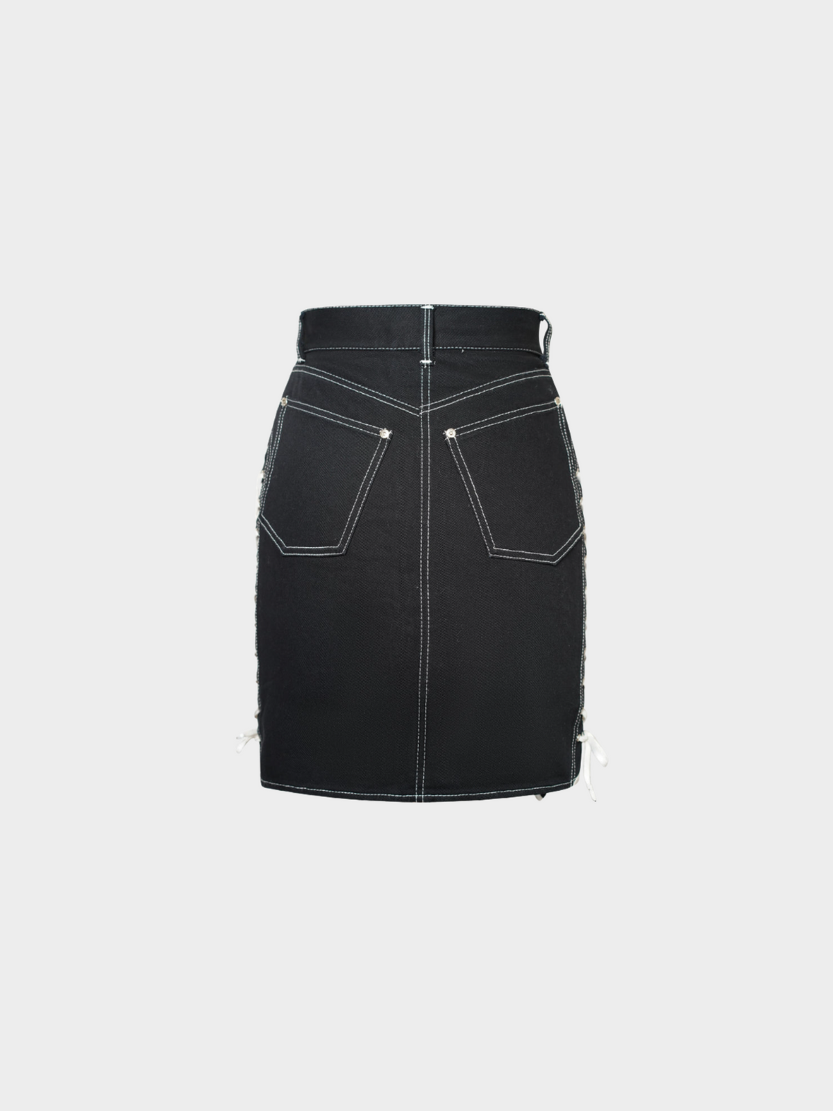 Jean Paul Gaultier SS 1992 Junior Gaultier Black Lace-Up Denim Skirt