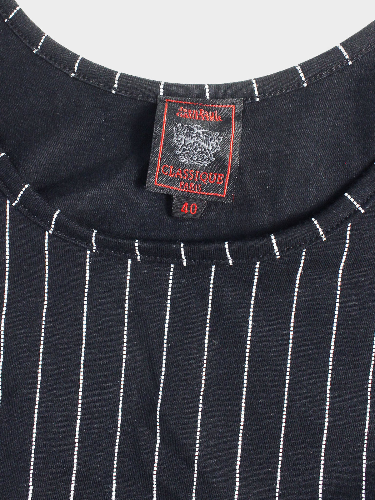 Jean Paul Gaultier 1990s CLASSIQUE Navy Pinstriped Sleeveless Dress