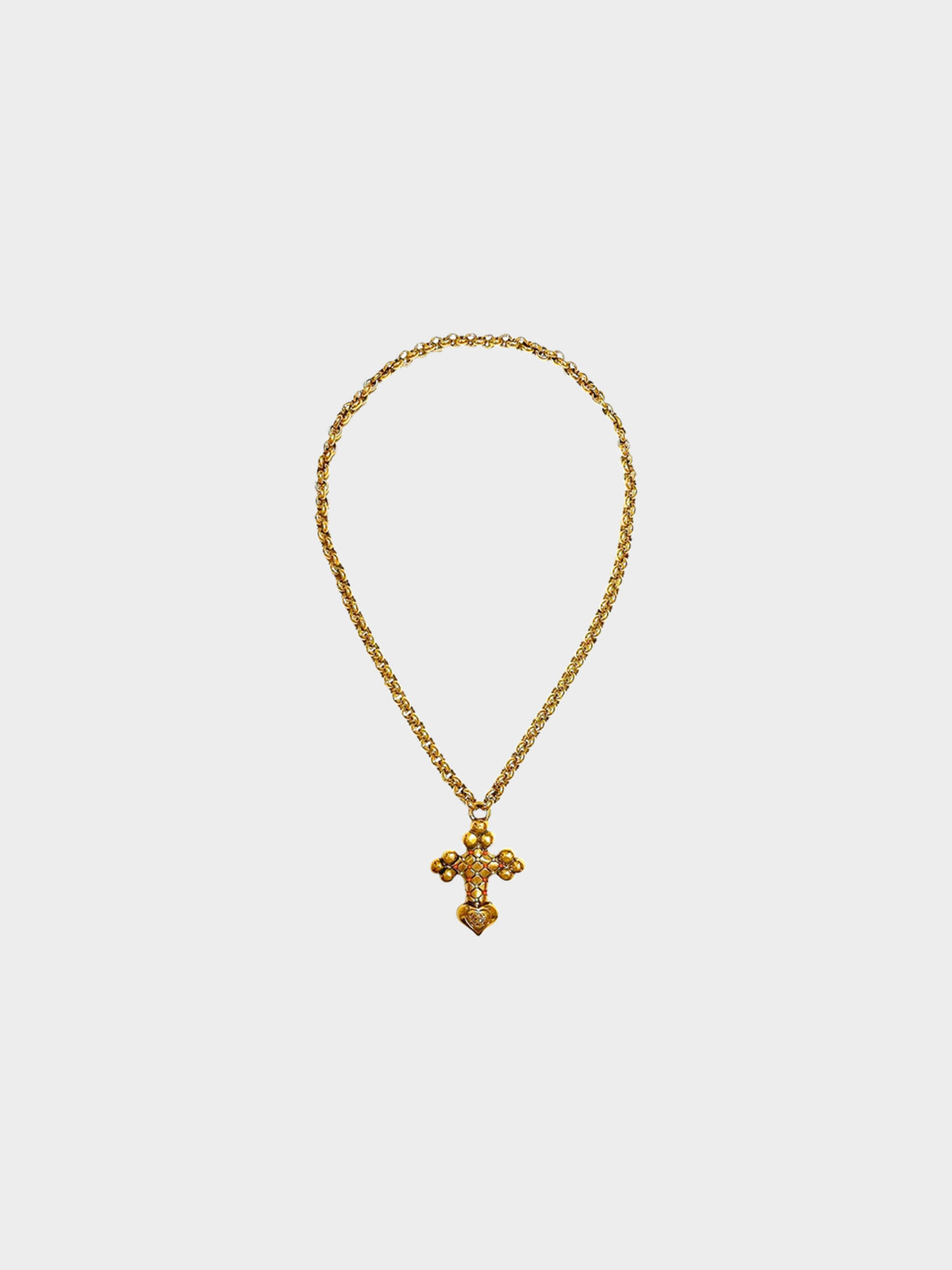 Loewe 2010s Gold Cross With Orange Beads Necklace
