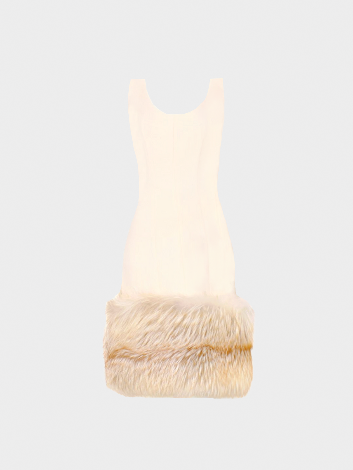 Louis Vuitton by Marc Jacobs 2000s Ivory Fox Fur Trimmed Dress