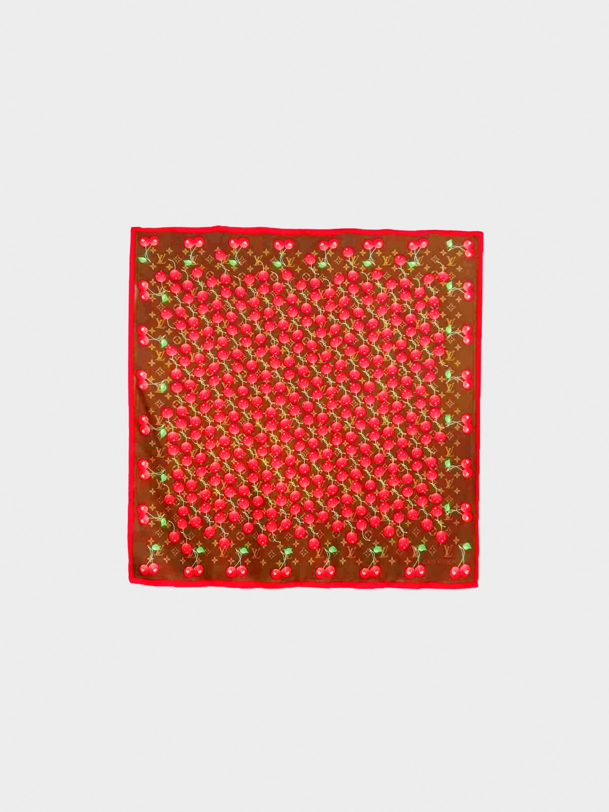 Louis Vuitton x Takashi Murakami 2005 Cherry print Monogram Silk Scarf