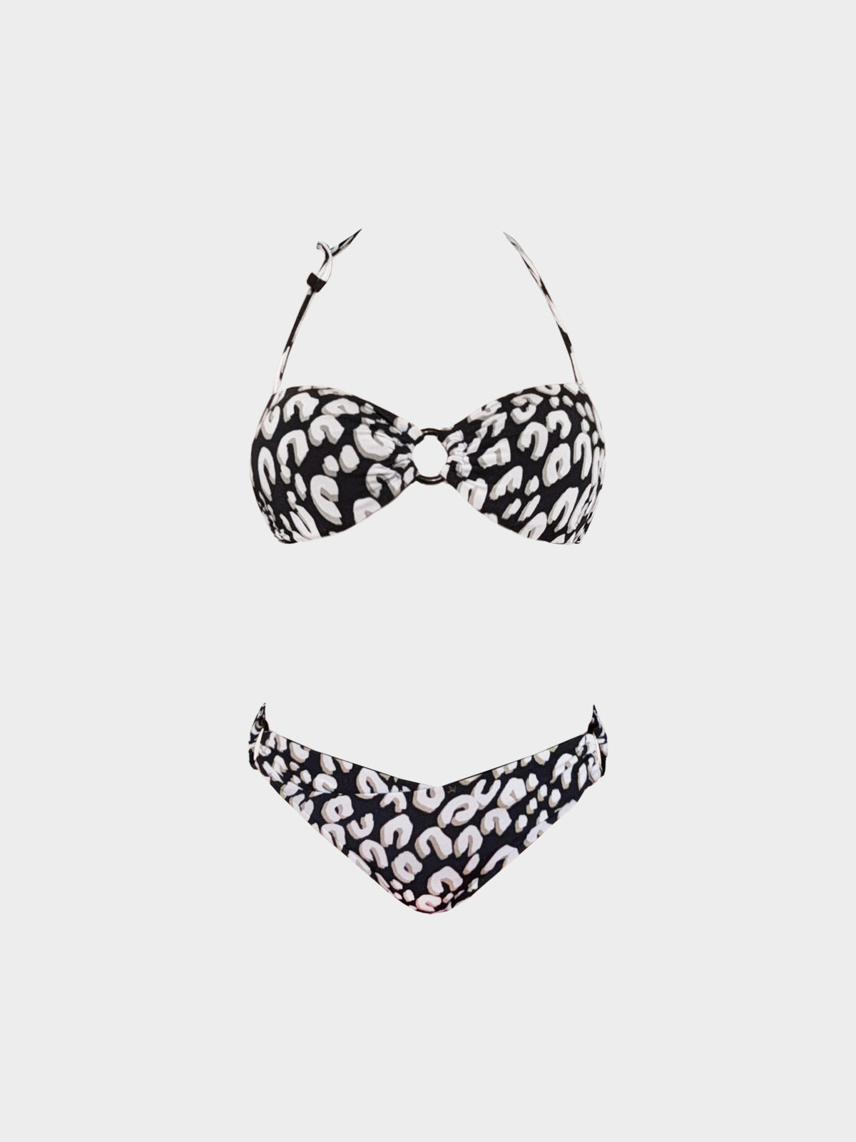 Louis Vuitton 2000s Black and Grey Leopard Print Two-piece Swimsuit
