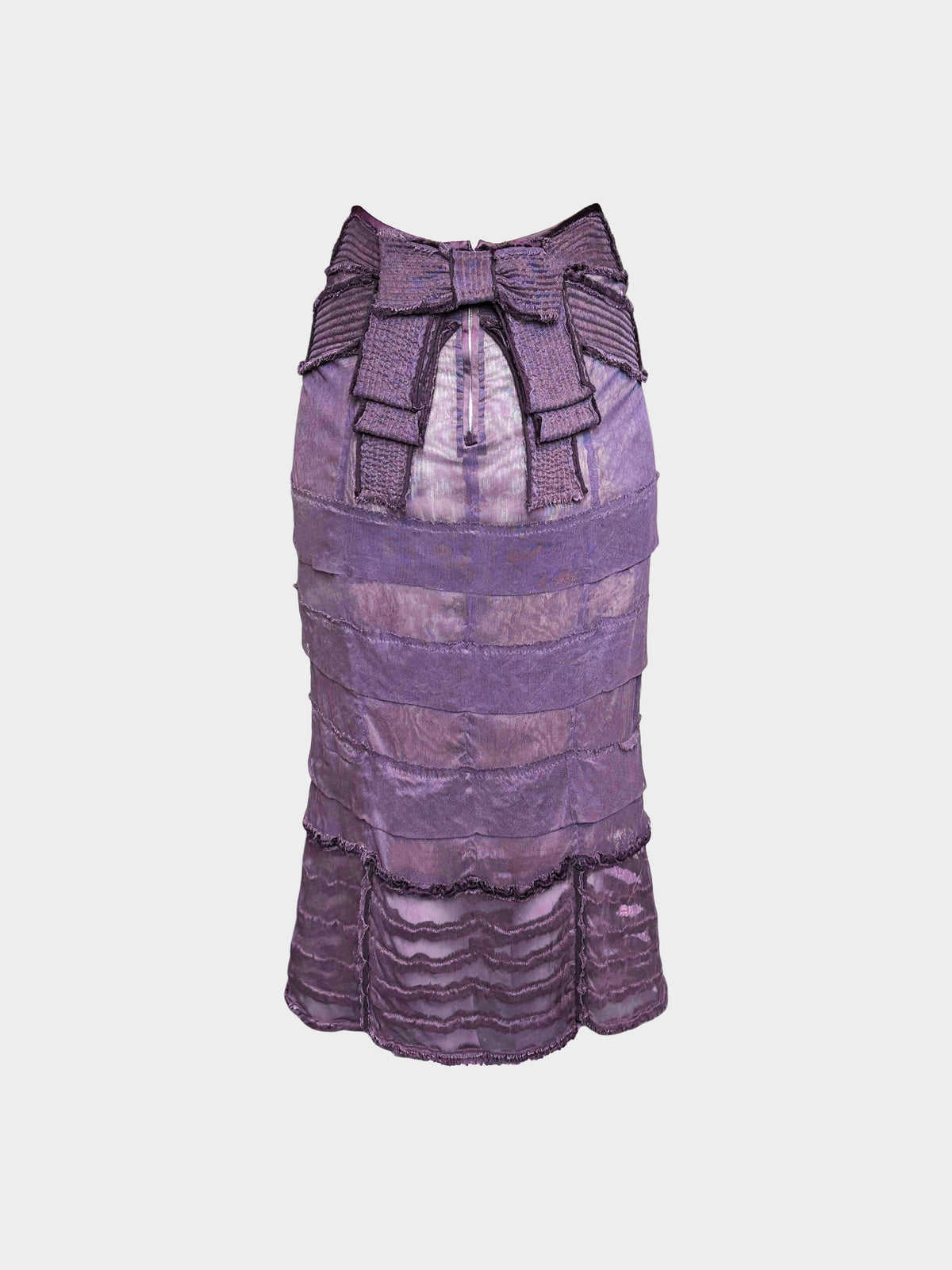 Louis Vuitton 2000s Purple and Brown Mesh Silk Tiered Skirt