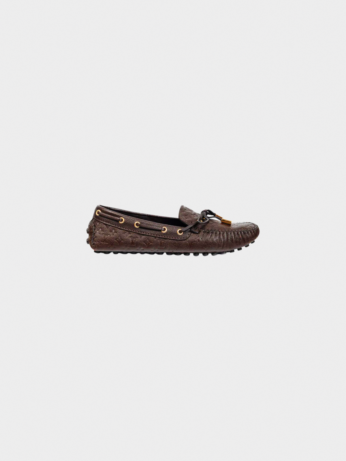 Louis Vuitton 2012 Gloria Brown Monogram-Embossed Leather Flat Loafers