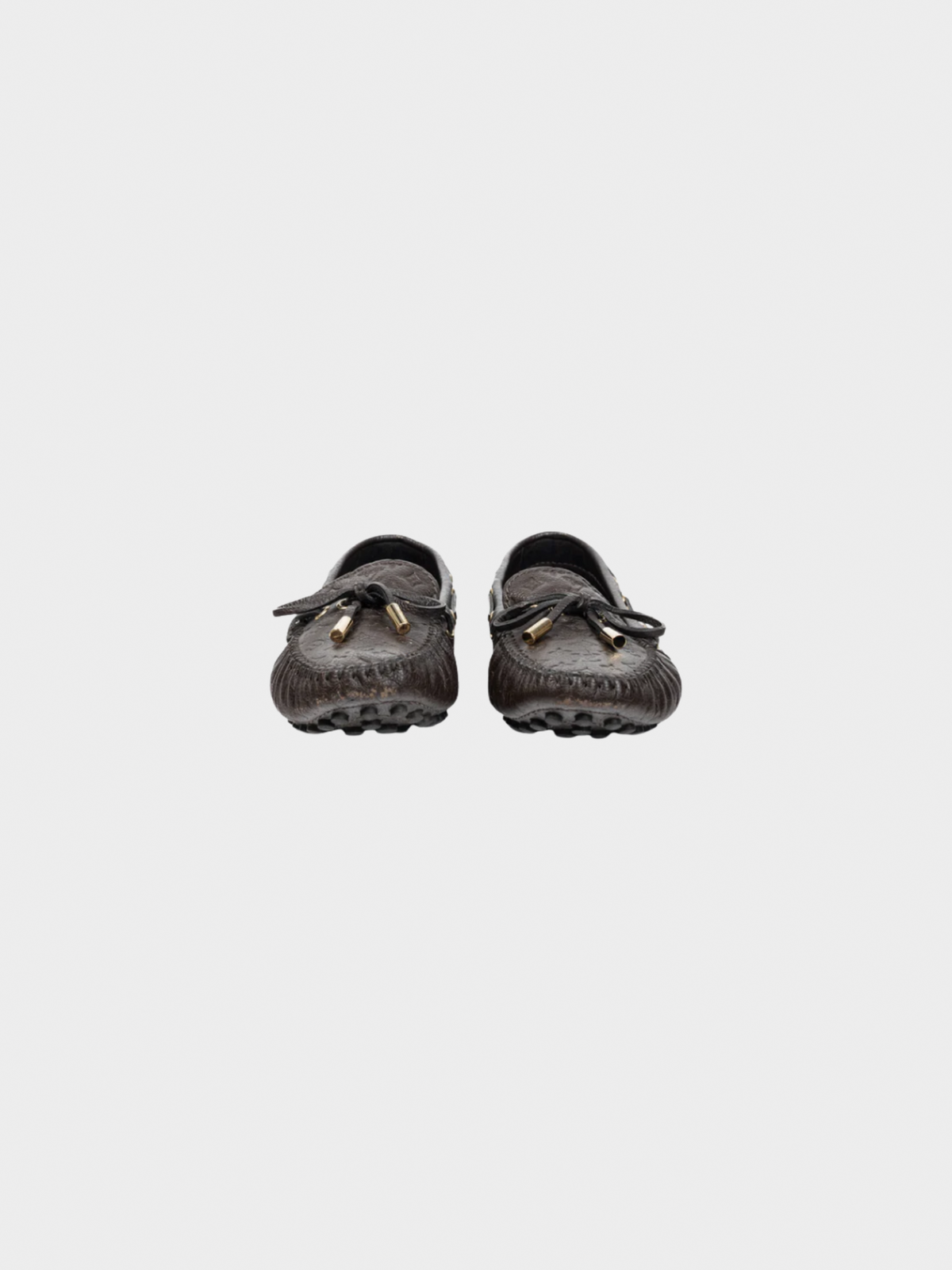 Louis Vuitton 2012 Gloria Brown Monogram-Embossed Leather Flat Loafers