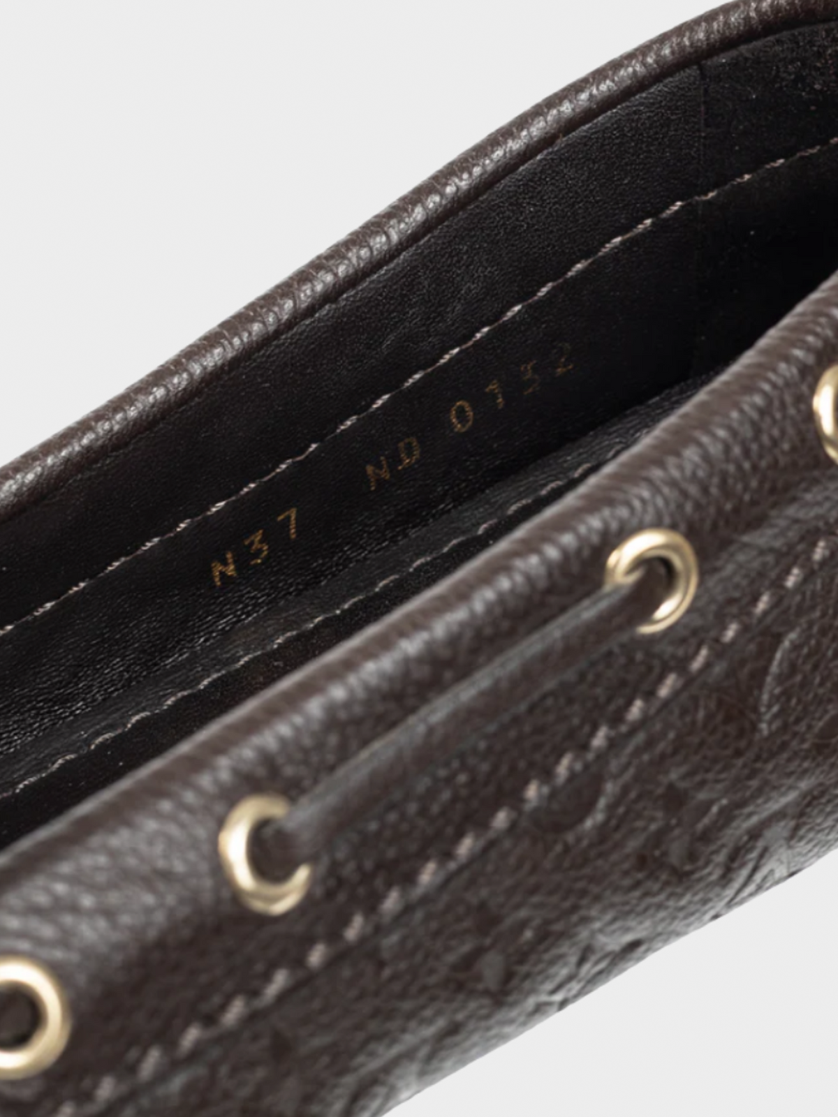 Louis Vuitton 2012 Gloria Brown Monogram-Embossed Leather Flat Loafers
