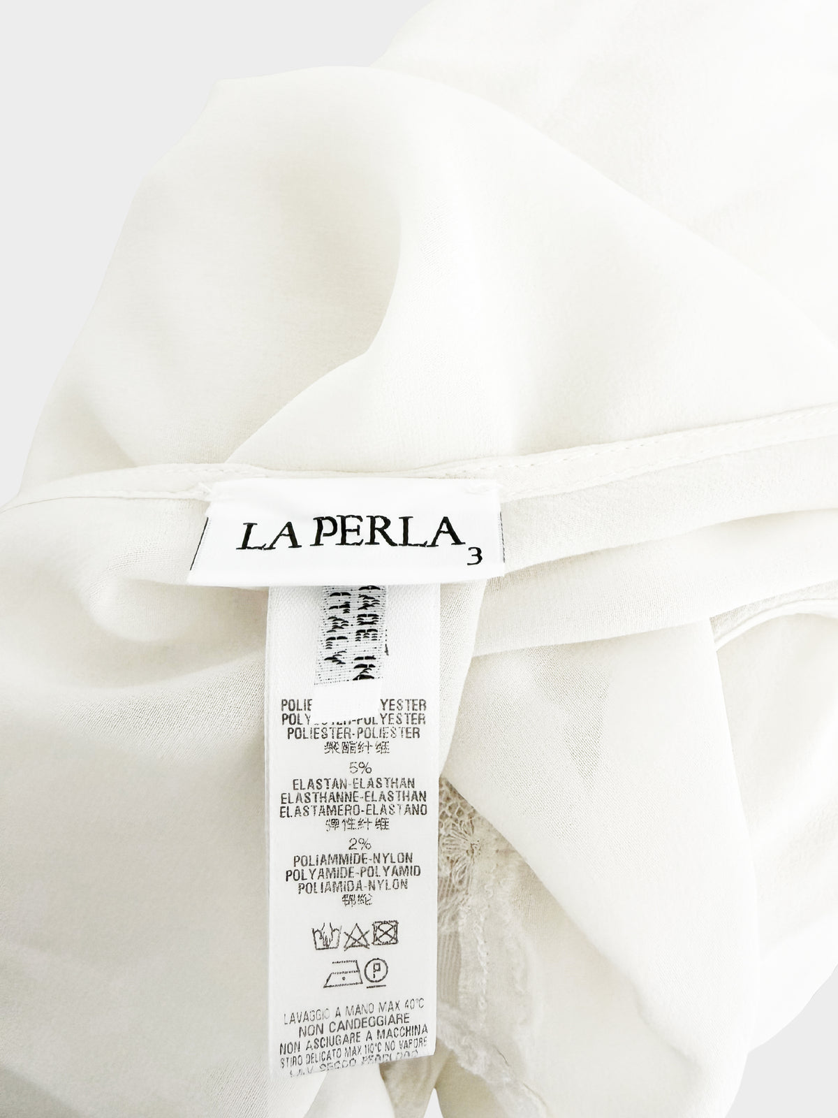 La Perla 2000s White Sheer Lace-trimmed Long Dress