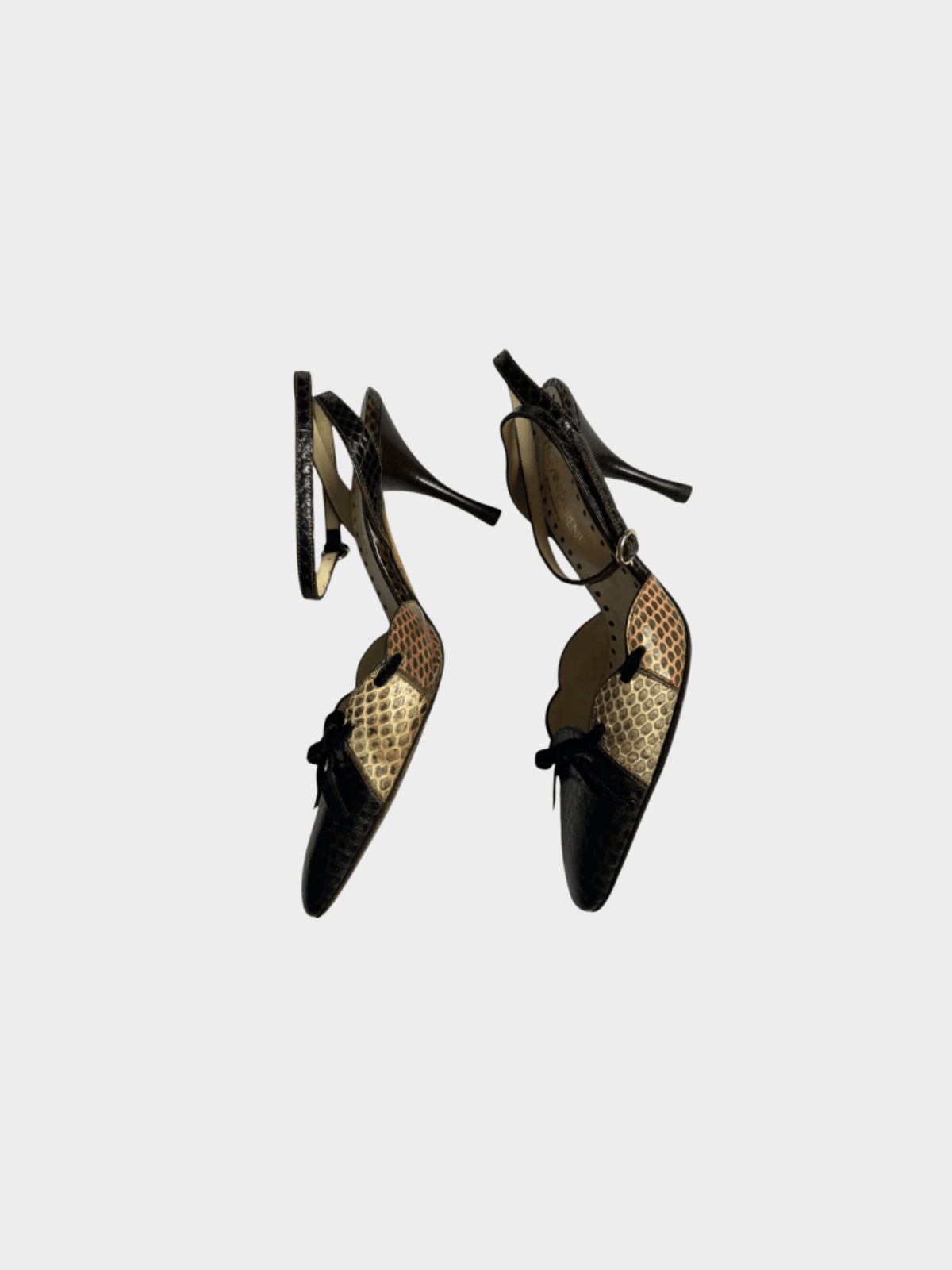 Yves Saint Laurent 2000s Snake Python Bow Tie Heels