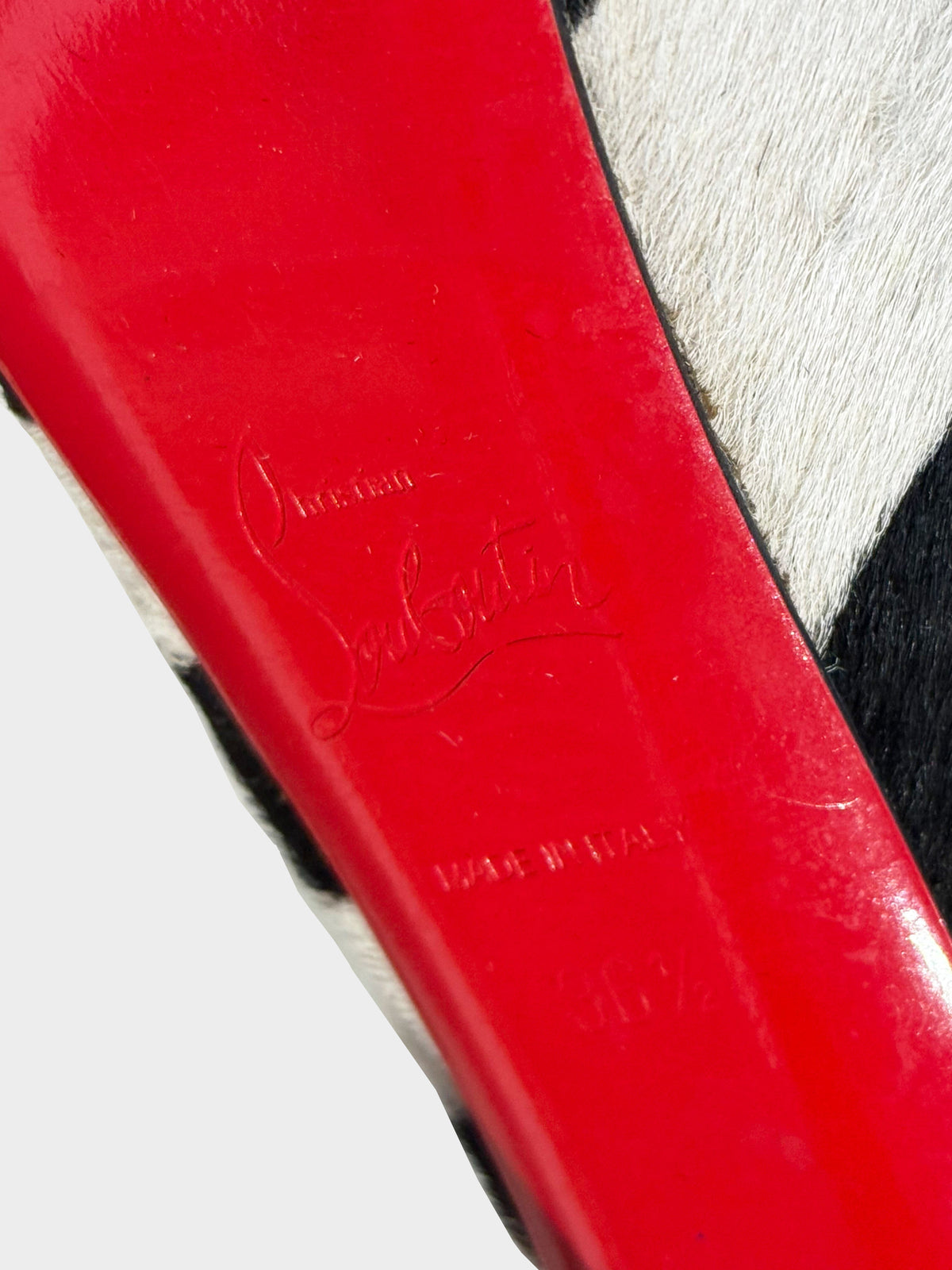 Christian Louboutin Early 2010s Black and White Pony Hair Zebra Print Daffodil Pumps