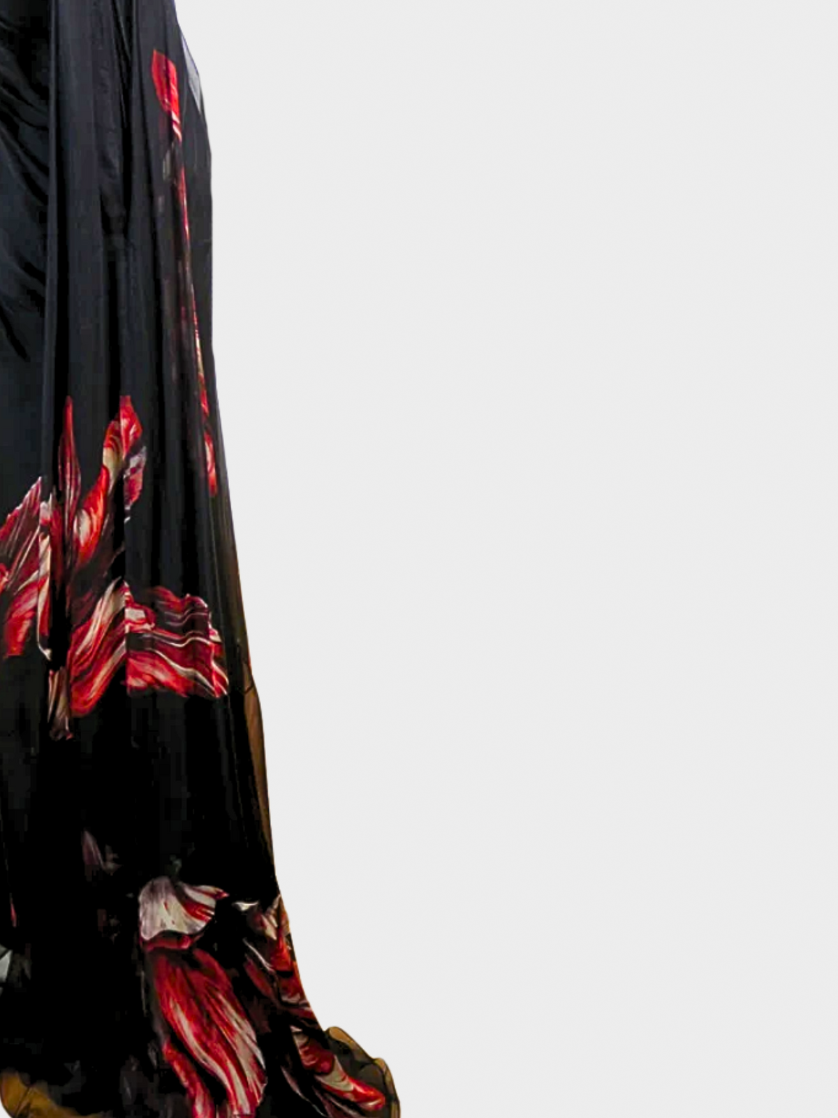 Alexander McQueen 2012 Black and Red Floral Cami Gown