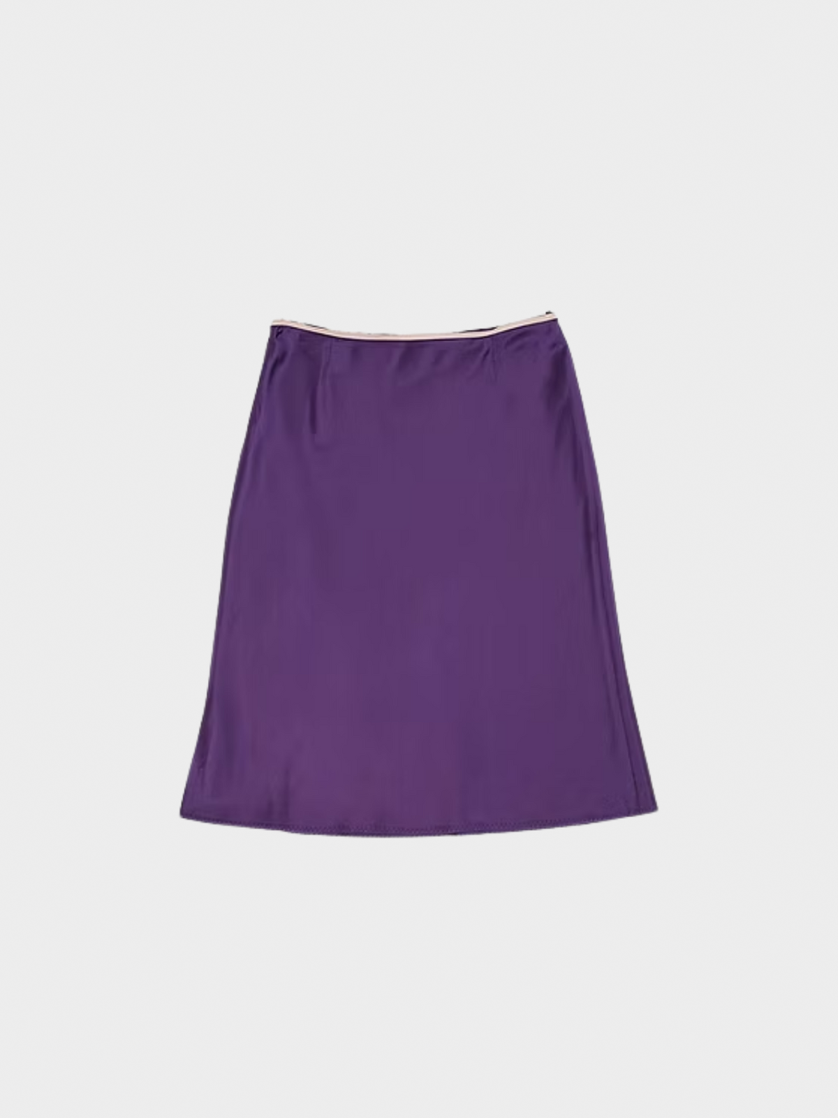 Miu Miu 1990s Deep Purple Midi Silk Skirt