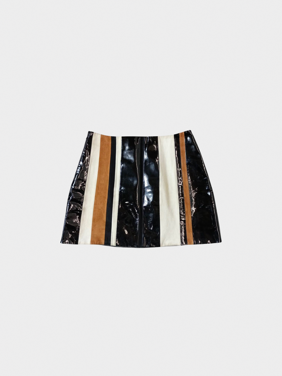 Prada SS 2016 Multicoloured Vertical Striped Leather Skirt