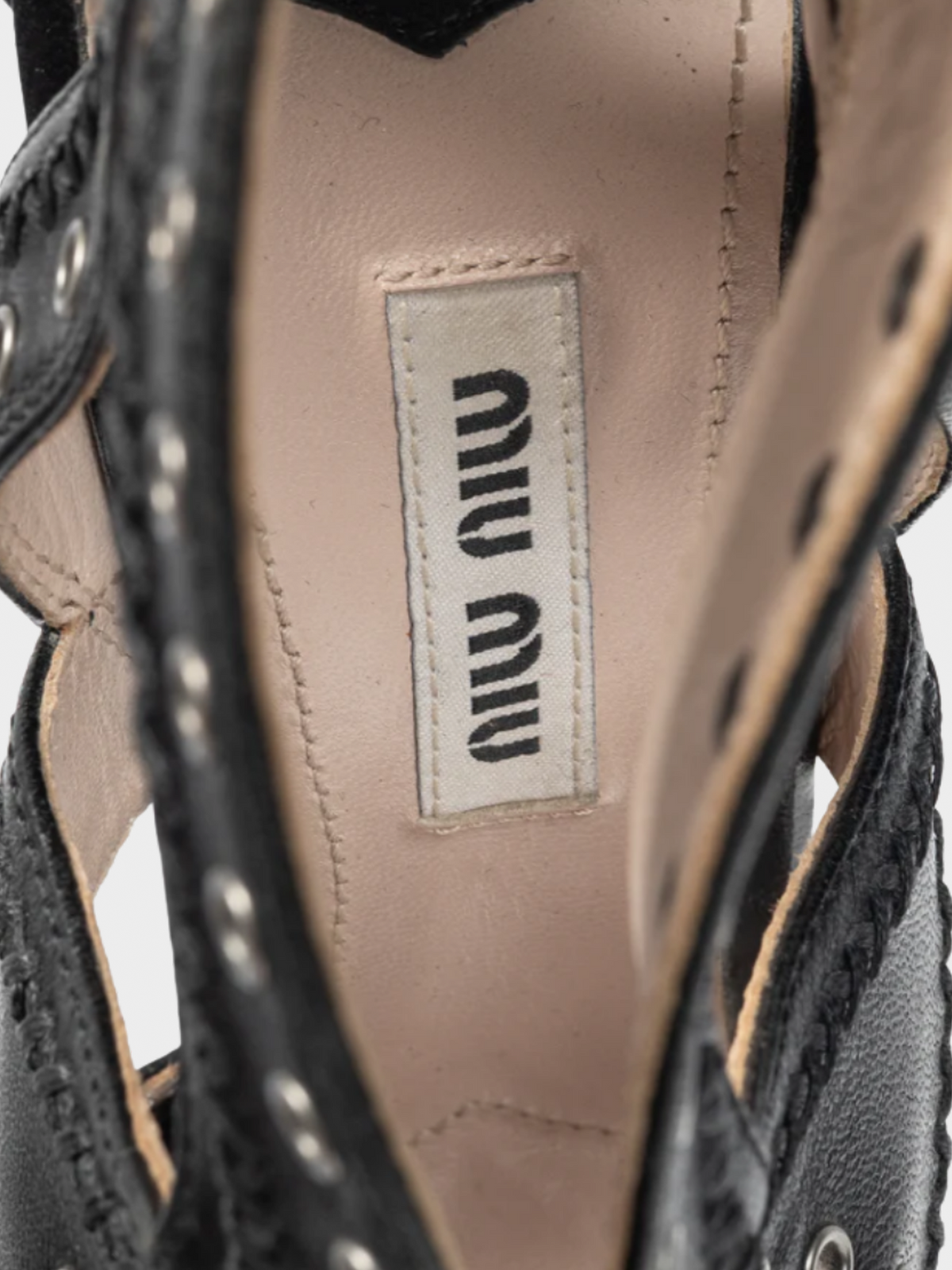 Miu Miu 2013 Black Leather Grommet Lace-Up Sandals